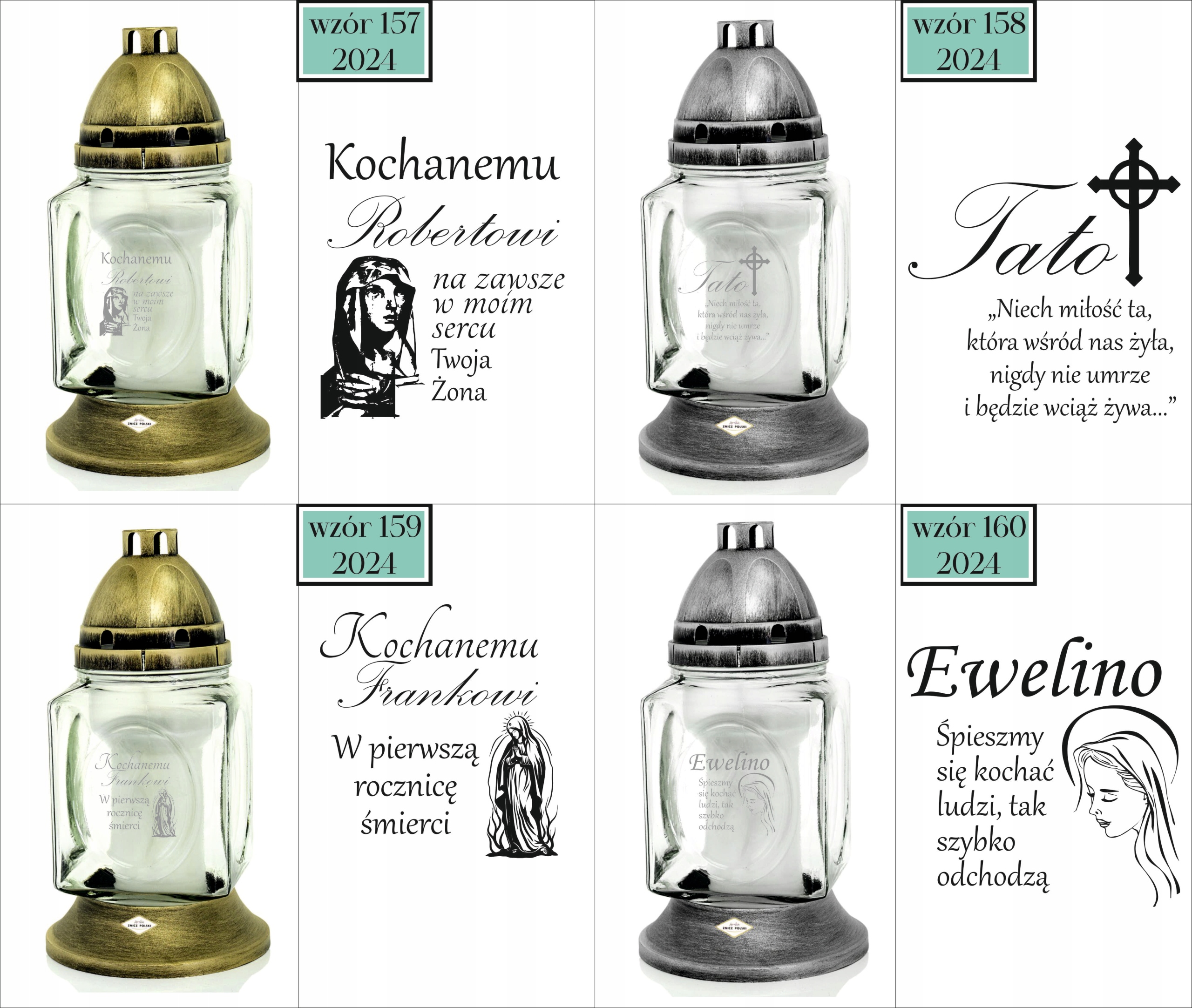 ZNICZ szklany GRAWER KAPLICZKA personalizowany TWÓJ NAPIS dla babci dziadka