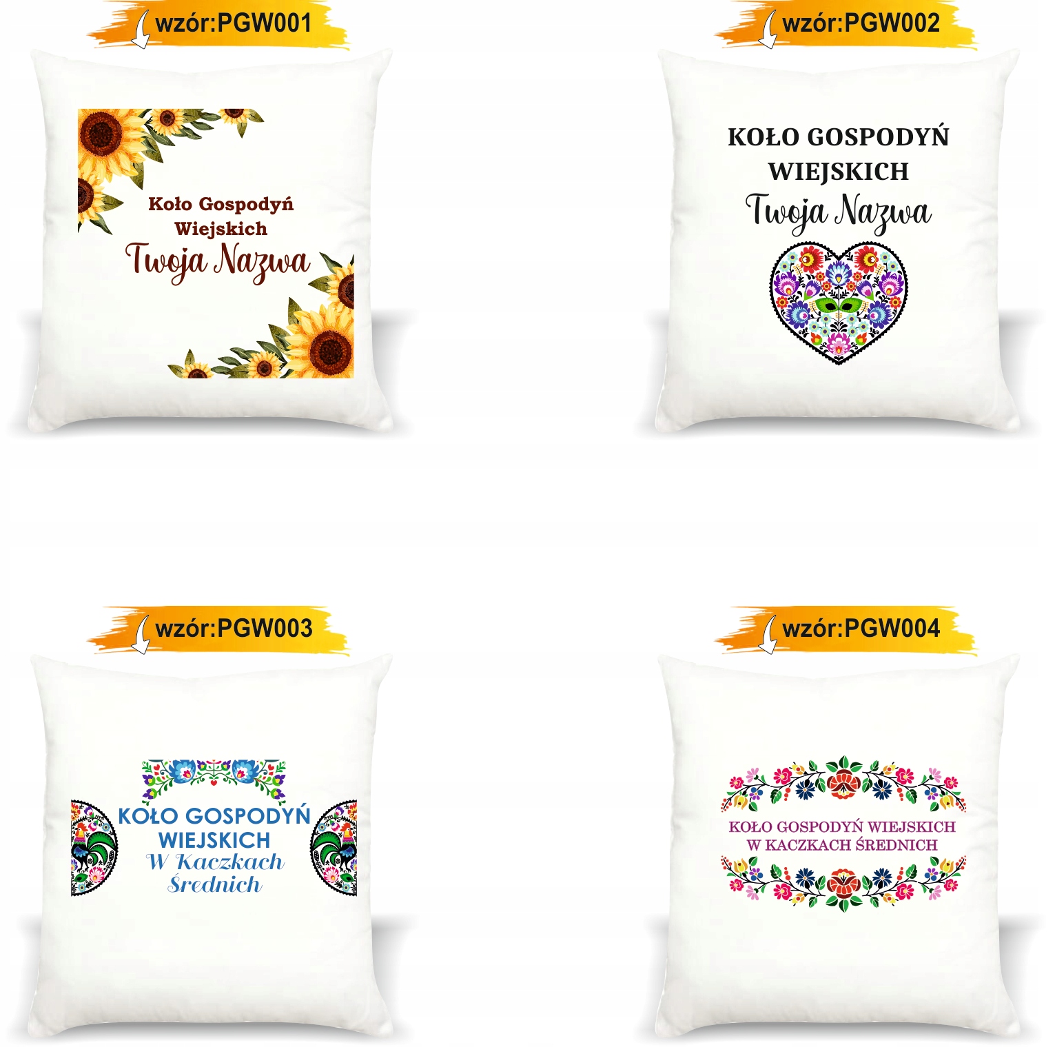 foto PODUSZKA KGW koło gospodyń wiejskich z nadrukiem twoją nazwą