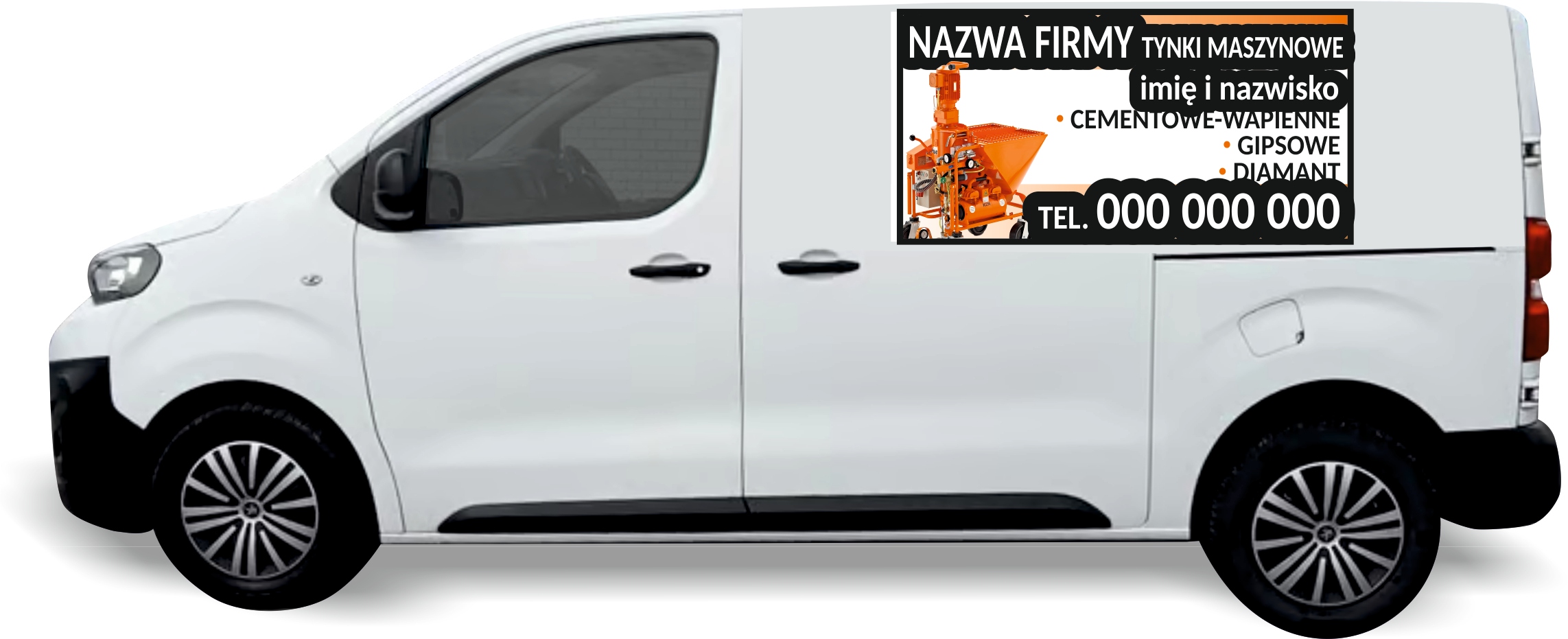 Reklama Naklejka na samochód 0,5 m2 TYNKI MASZYNOWE