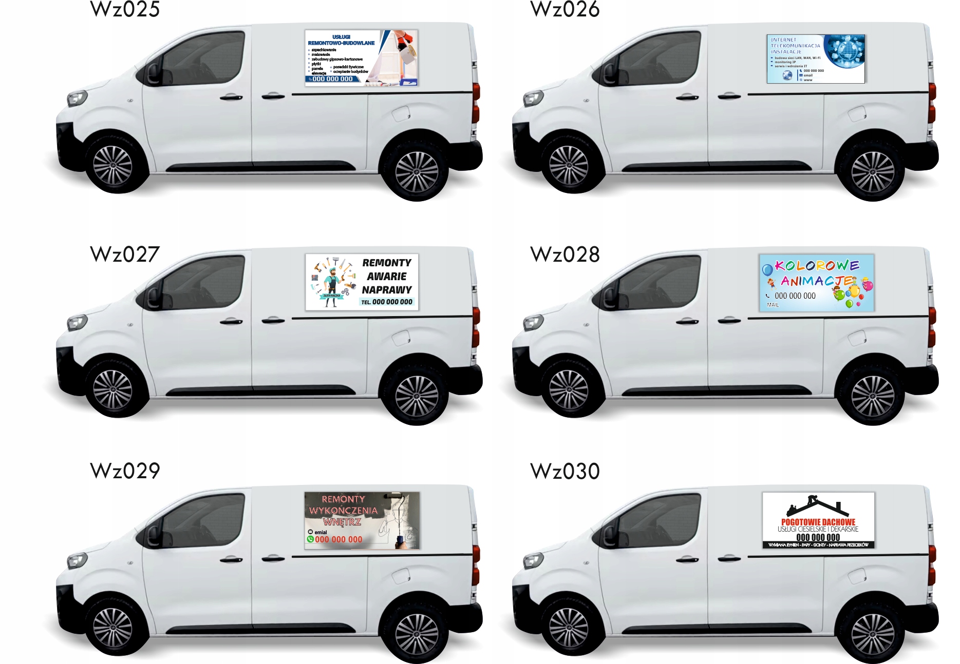 Reklama Naklejka na samochód GOTOWE WZORY REMONTY WYKOŃCZENIA WNĘTRZ