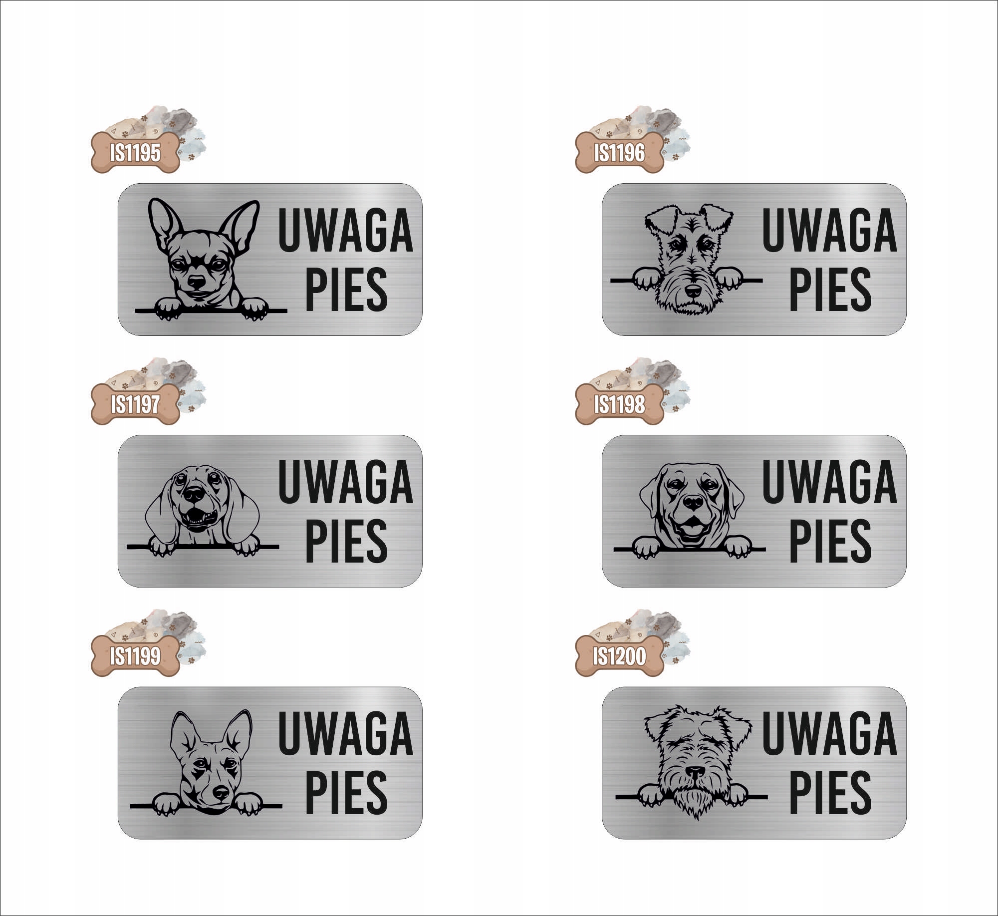 GRAWER Tabliczka nierdzewna 20x10 cm UWAGA PIES AMERICAN PIT BULL TERRIER