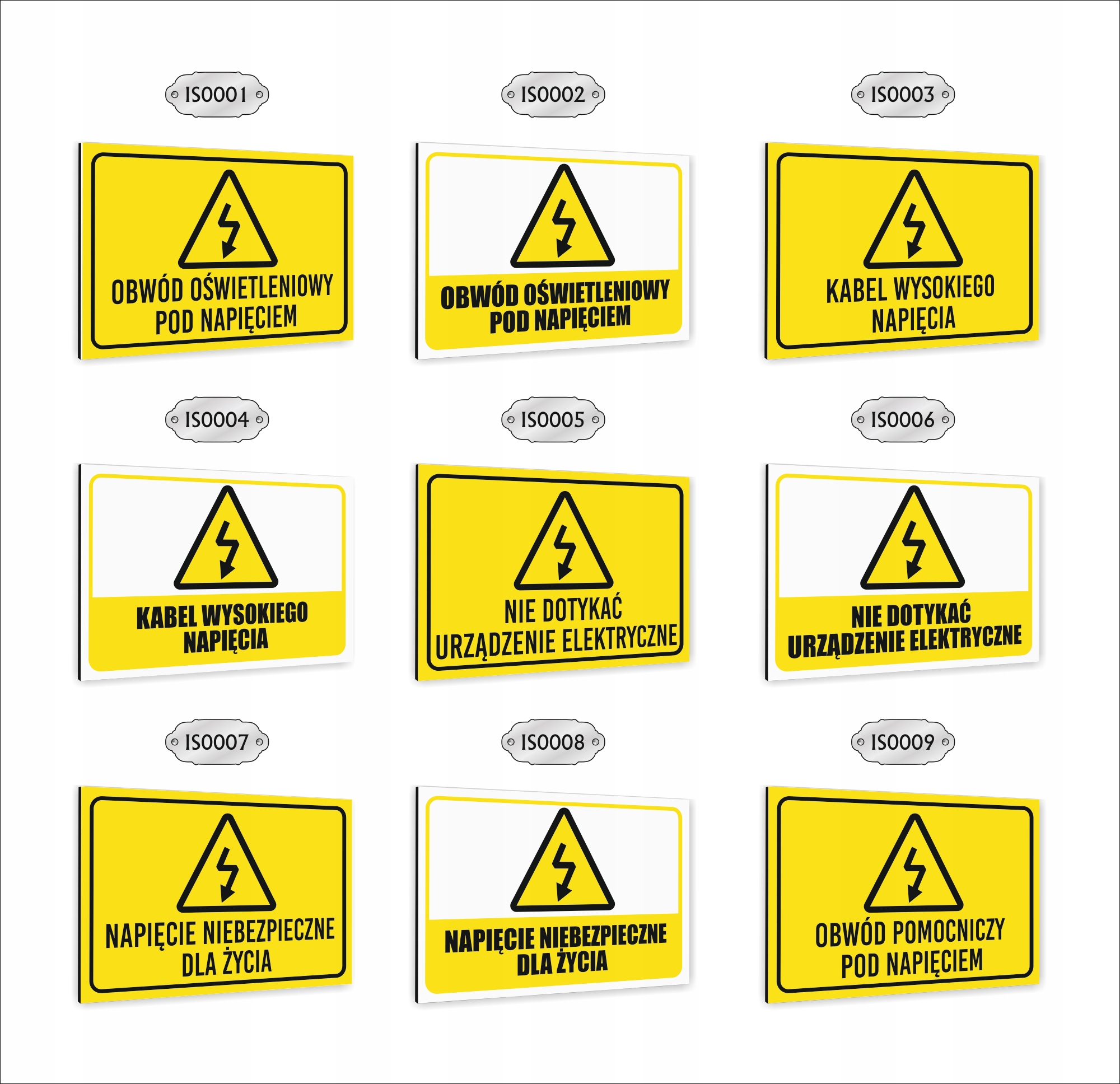 Tabliczka znak informacyjny dibond nadruk UV 30x20 OBWÓD POD NAPIĘCIEM