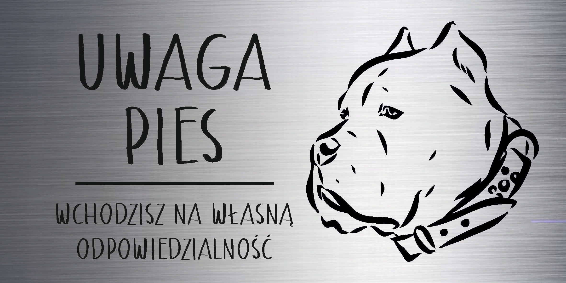 Tabliczka 20x10 cm UWAGA PIES Amerykański pitbuler LAMINAT Z GRAWEREM