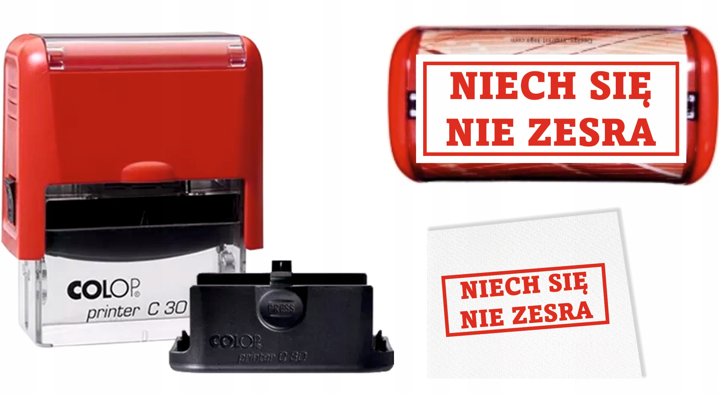 ŚMIESZNA PIECZĄTKA pieczątki 47x18 COLOP C30 automat TWÓJ NAPIS