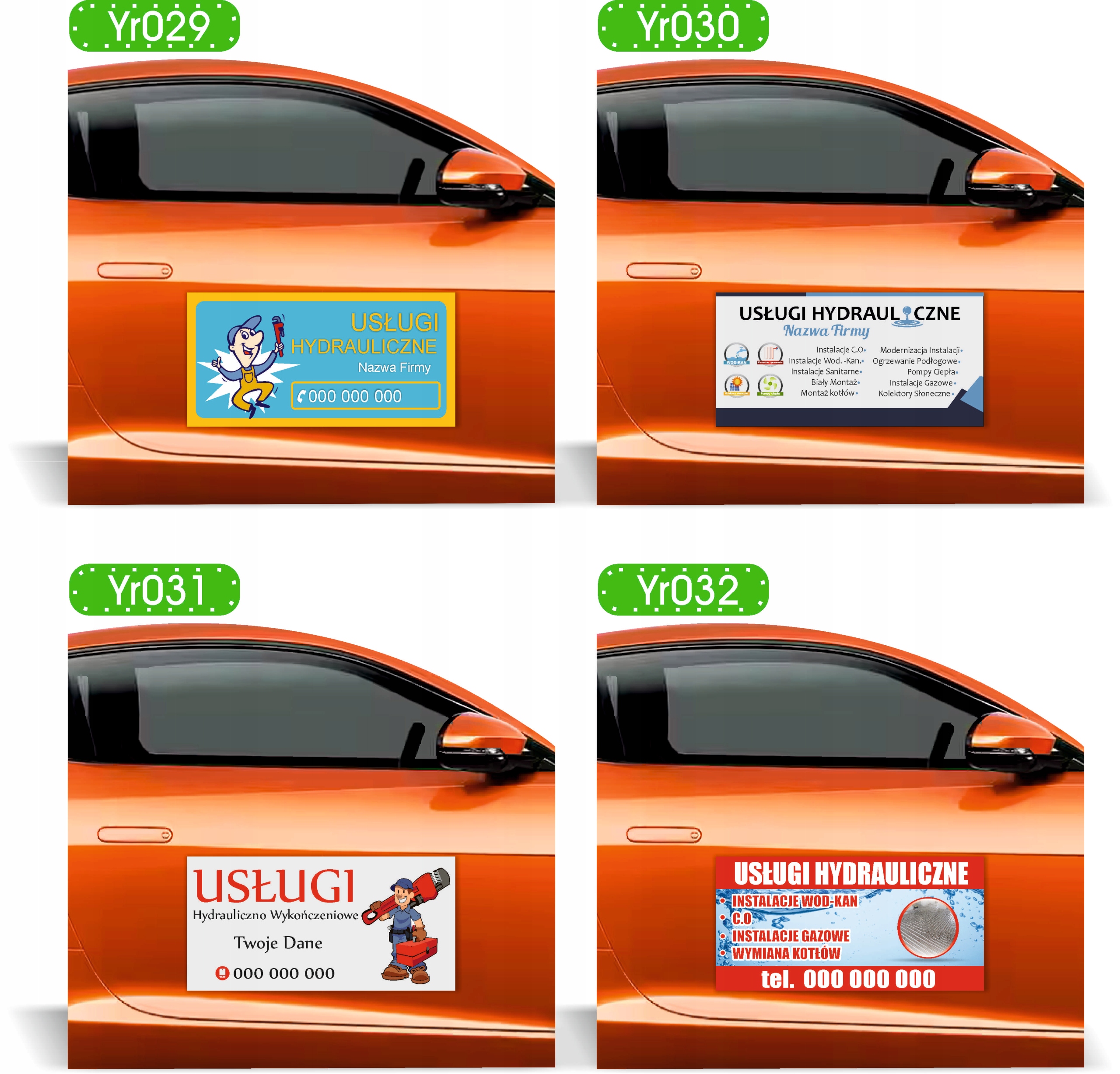 Magnes na samochód reklama magnetyczna 60x30cm WYMIANA OPON różne wzory