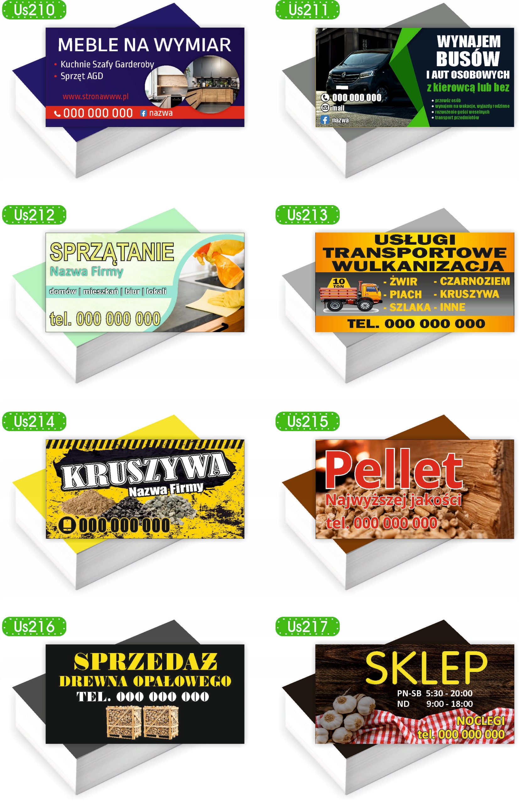 Wizytówki firmowe Foliowane 1000szt różne wzory KWIACIARNIA KWIATY