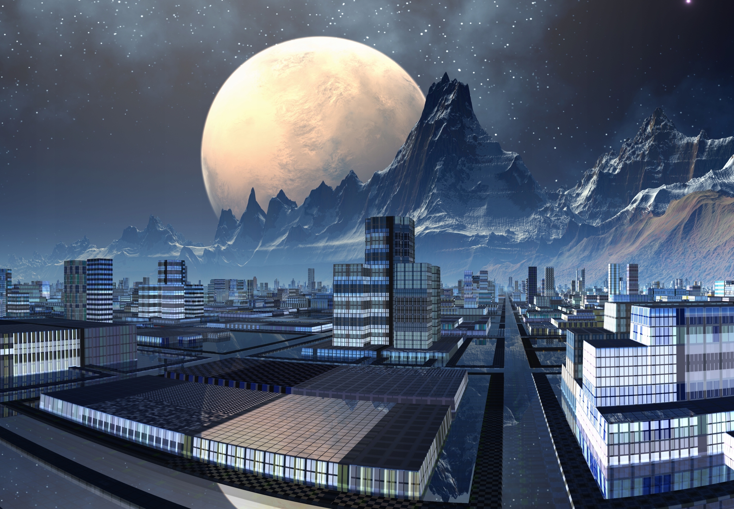 FOTOTAPETA planety WIDOK MIASTO PRZYSZŁOŚĆI GALA