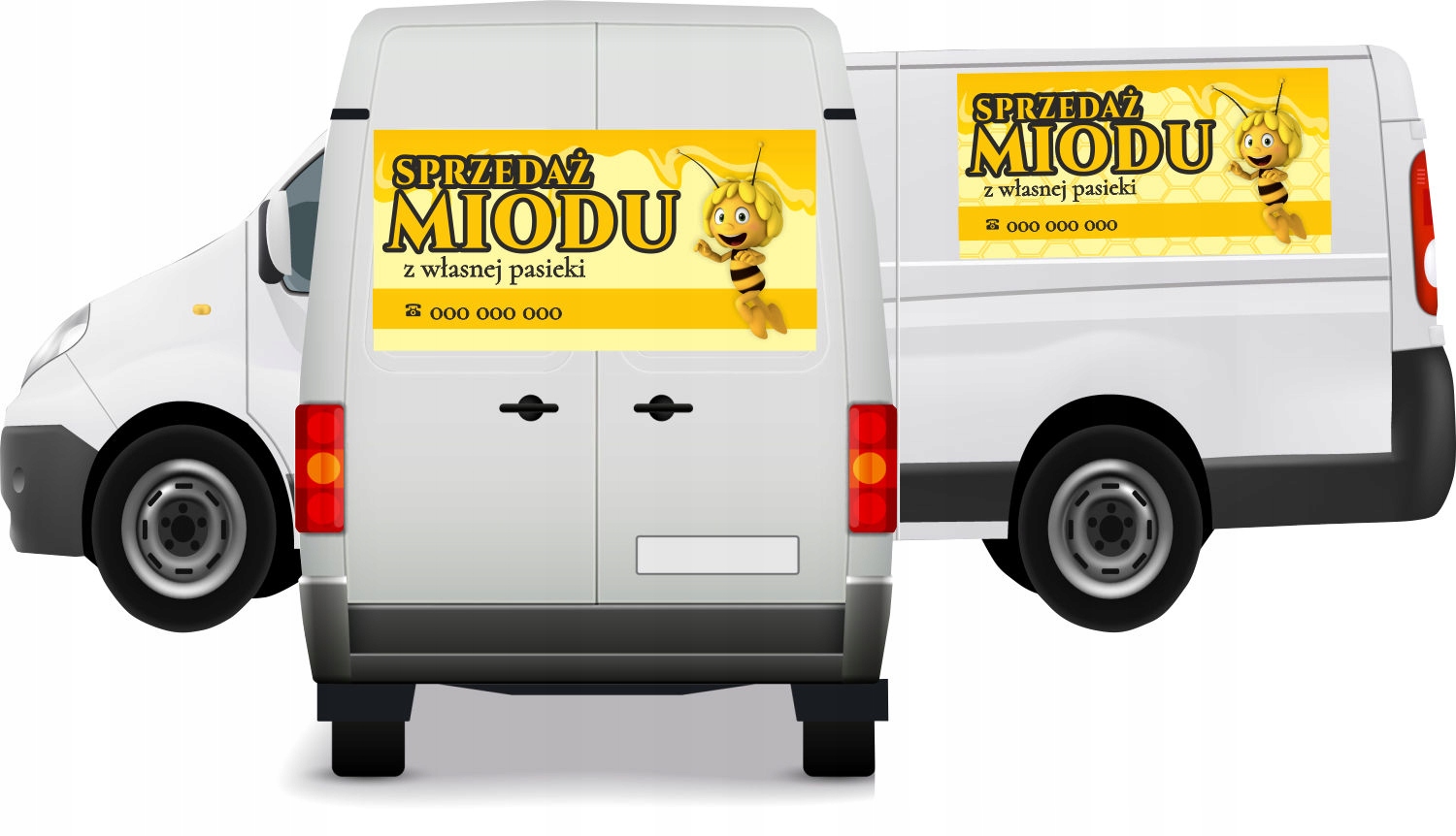 Reklama Naklejka na samochód SPRZEDAŻ MIODU