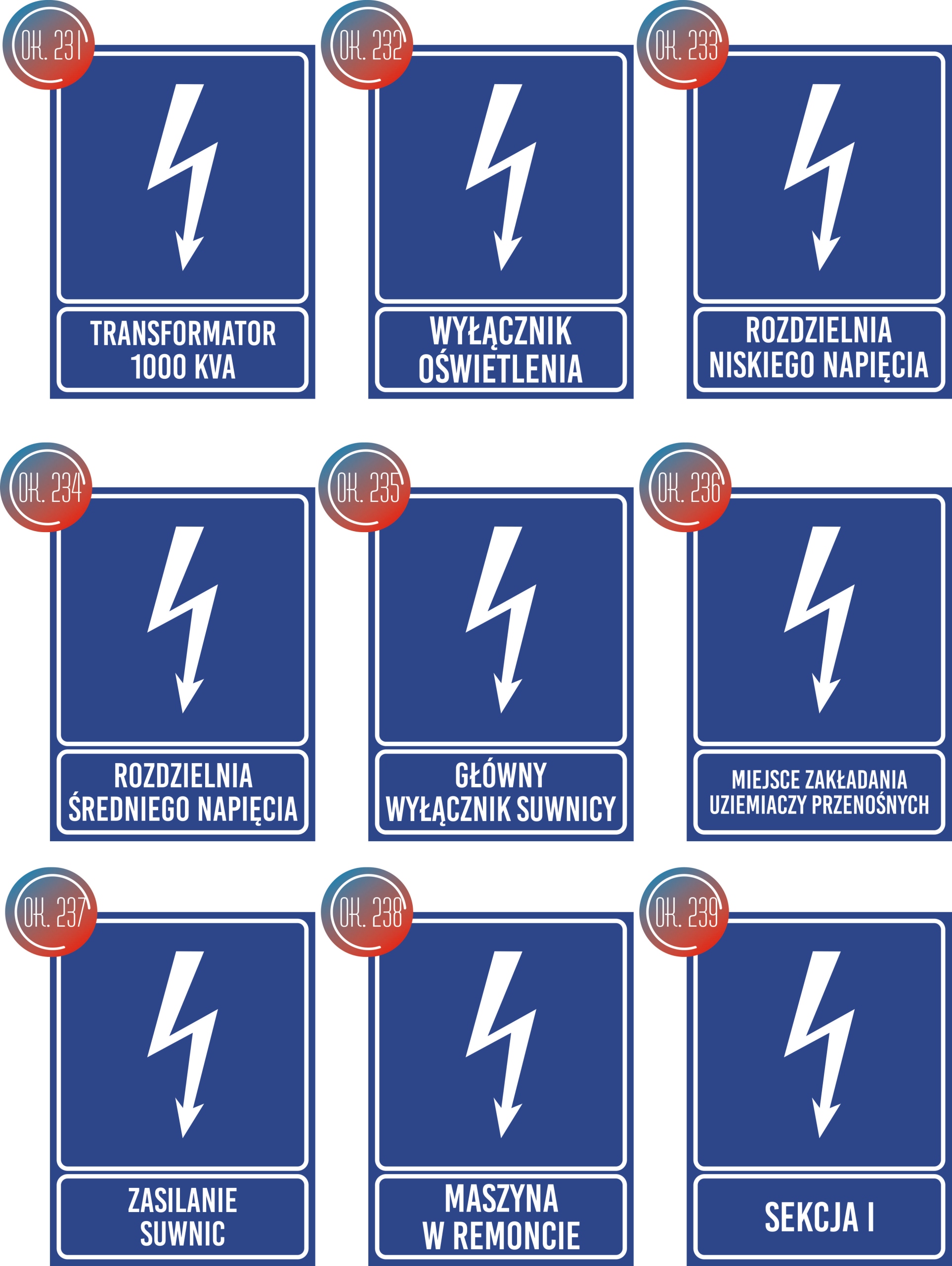 Tabliczka informacyjna - Transformator 1000 KVA grawer piktogram 20x6 cm