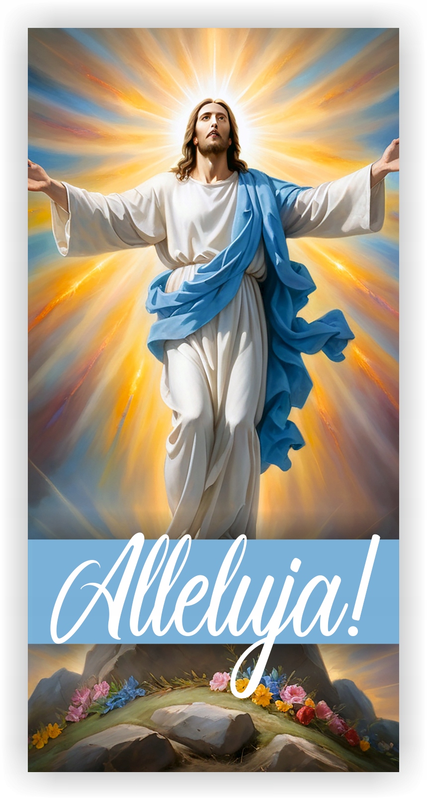 Baner religijny 120x60 cm Wielkanocna Radość z Motywem Zmartwychwstania