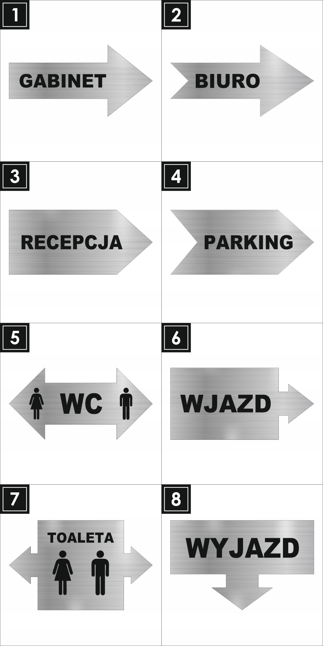 TABLICZKA TABLICA GRAWEROWANA STRZAŁKA nierdzewna z TWOIM NAPISEM parking