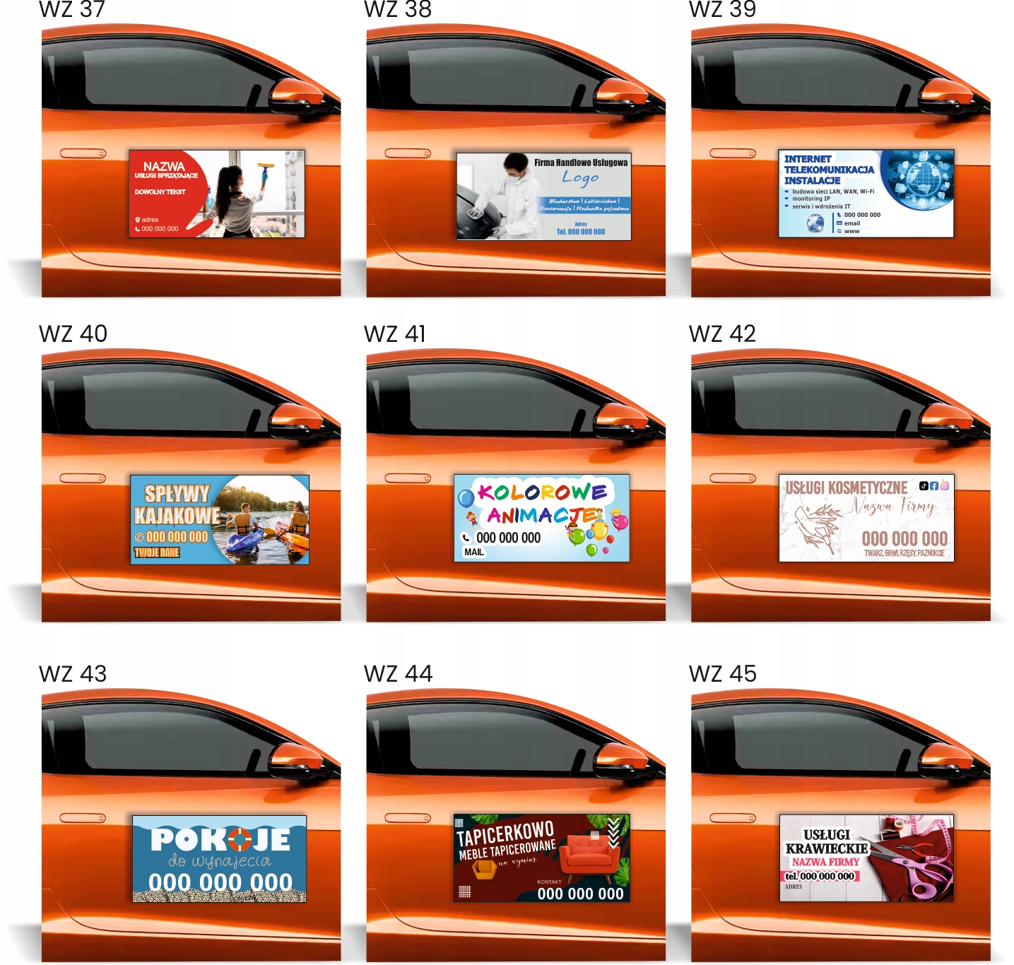 Magnes na samochód reklama magnetyczna WZORY KTRAWNIKI Z ROLKI I SIEWU