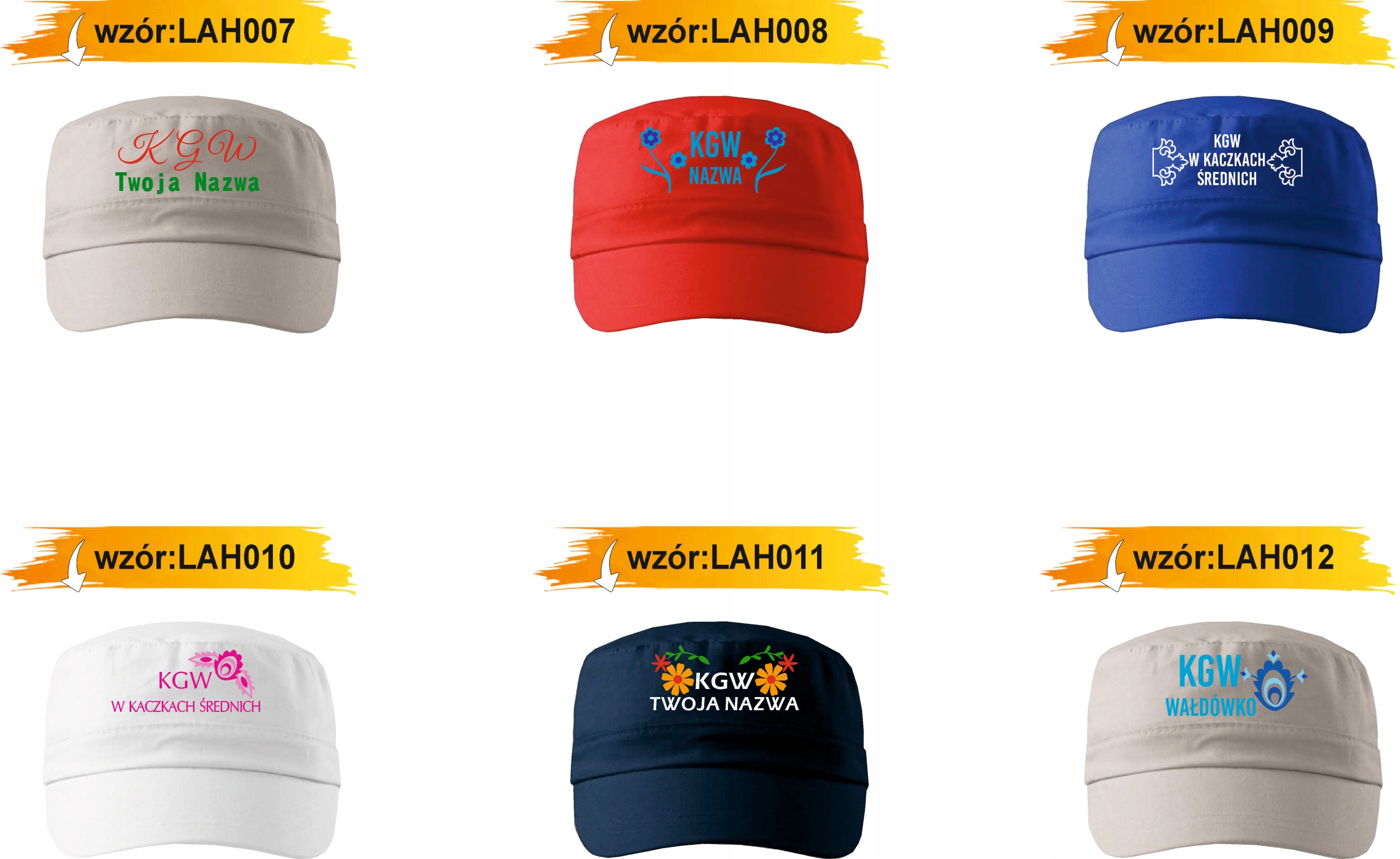 CZAPKA LETNIA LATINO Z DASZKIEM HAFT KGW koło gospodyń wiejskich twój tekst
