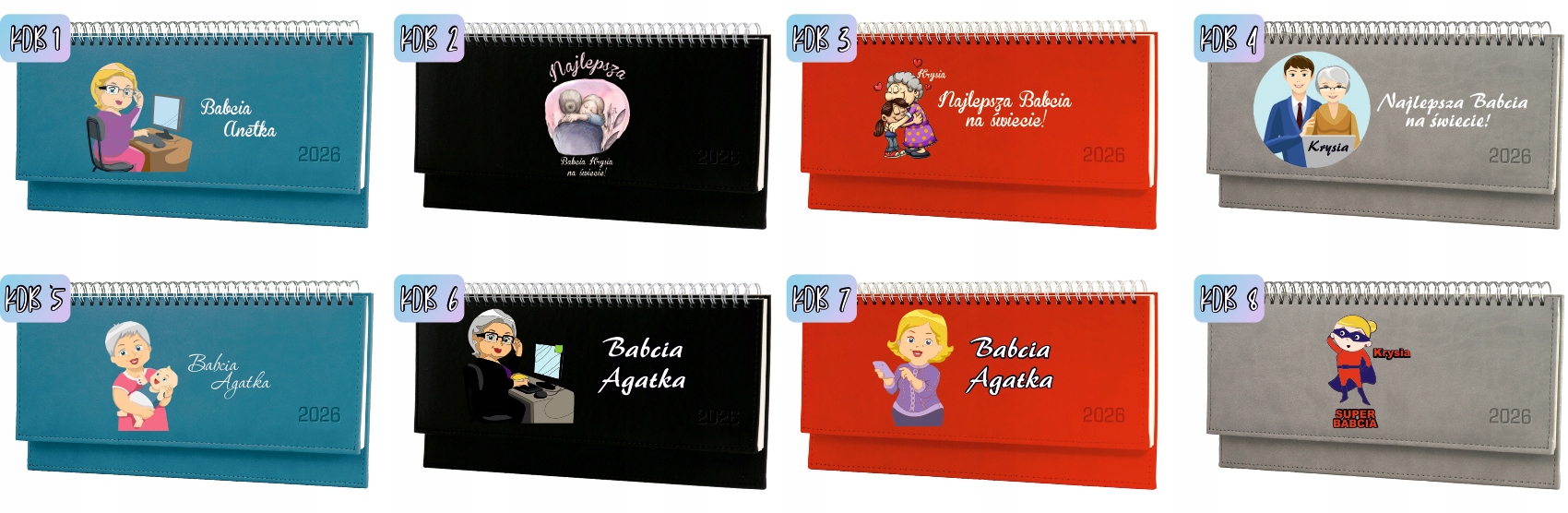 Terminarz dziadek i babcia 2026 tygodniowy kalendarz leżący biurkowy