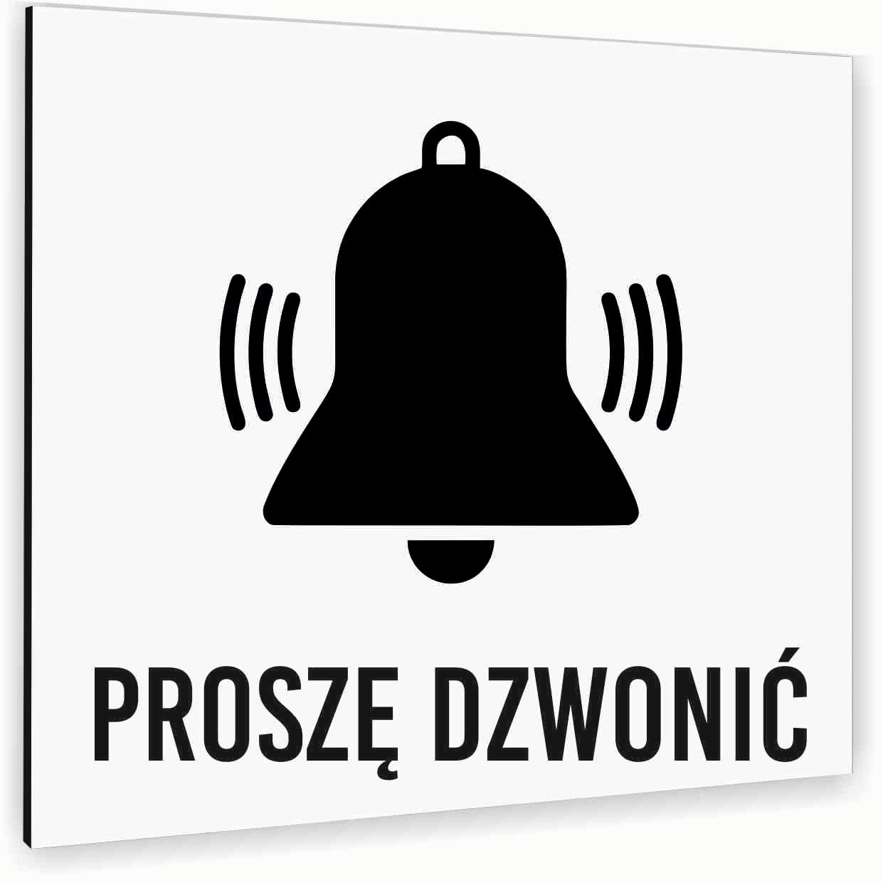 Tabliczka DIBOND NAPIS PROSZĘ DZWONIĆ BIAŁA Tablica nierdzewna NADRUK UV