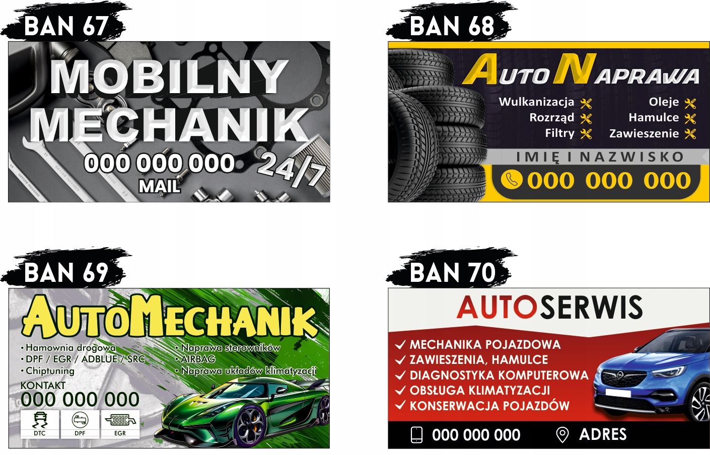 BANER OCZKOWANY reklamowy 100x50 cm różne wzory MECHANIK ELEKTRYK plandeka