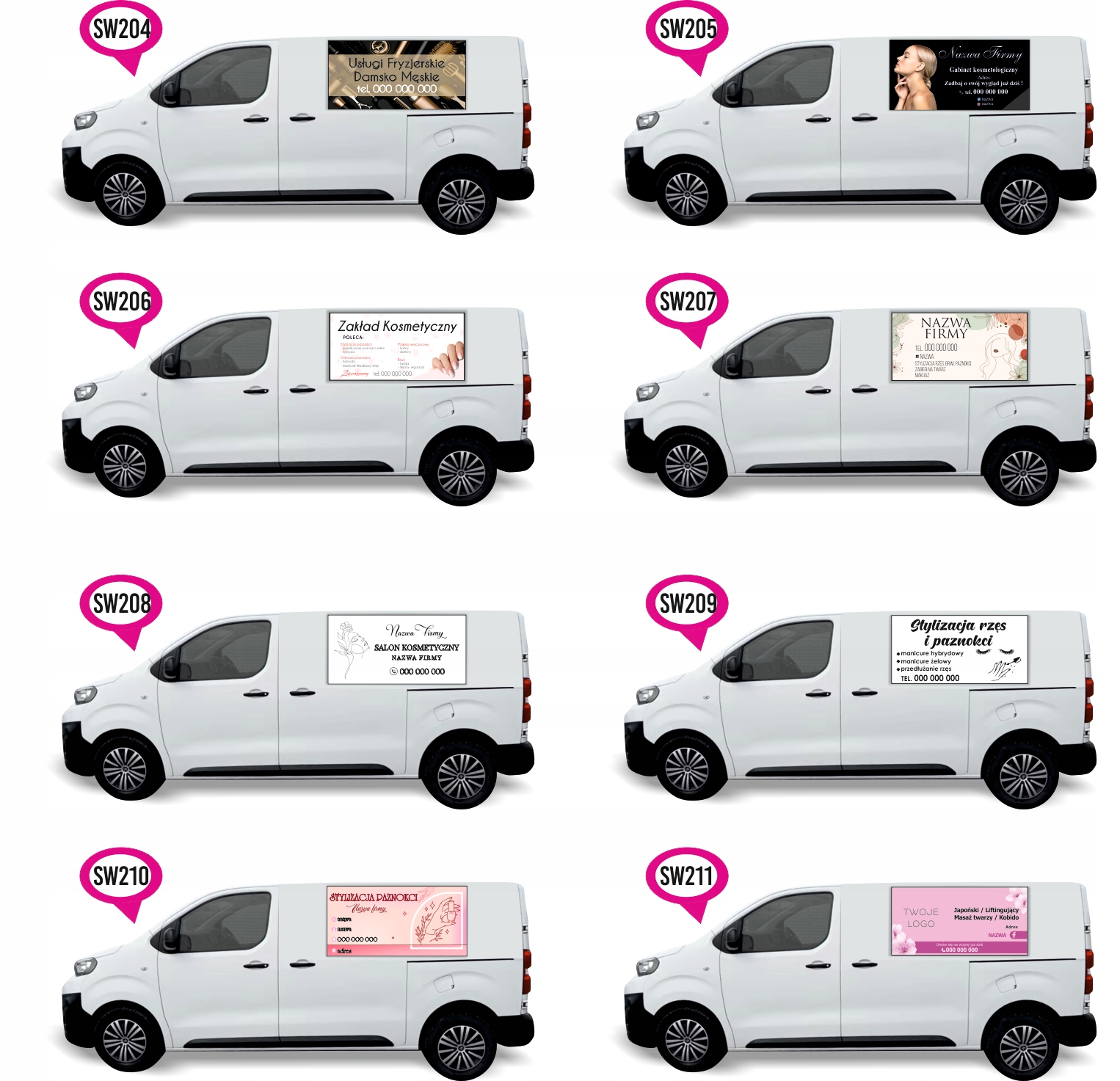 Naklejka Folia na samochód auto reklamowa STYLIZACJA RZĘS PAZNOKCI