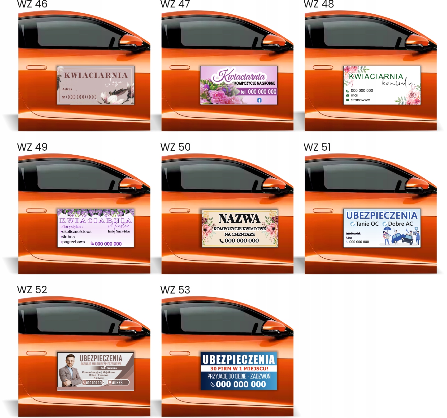 Magnes na samochód reklama magnetyczna GOTOWE WZORY LODY SHAKE SLUSCHY