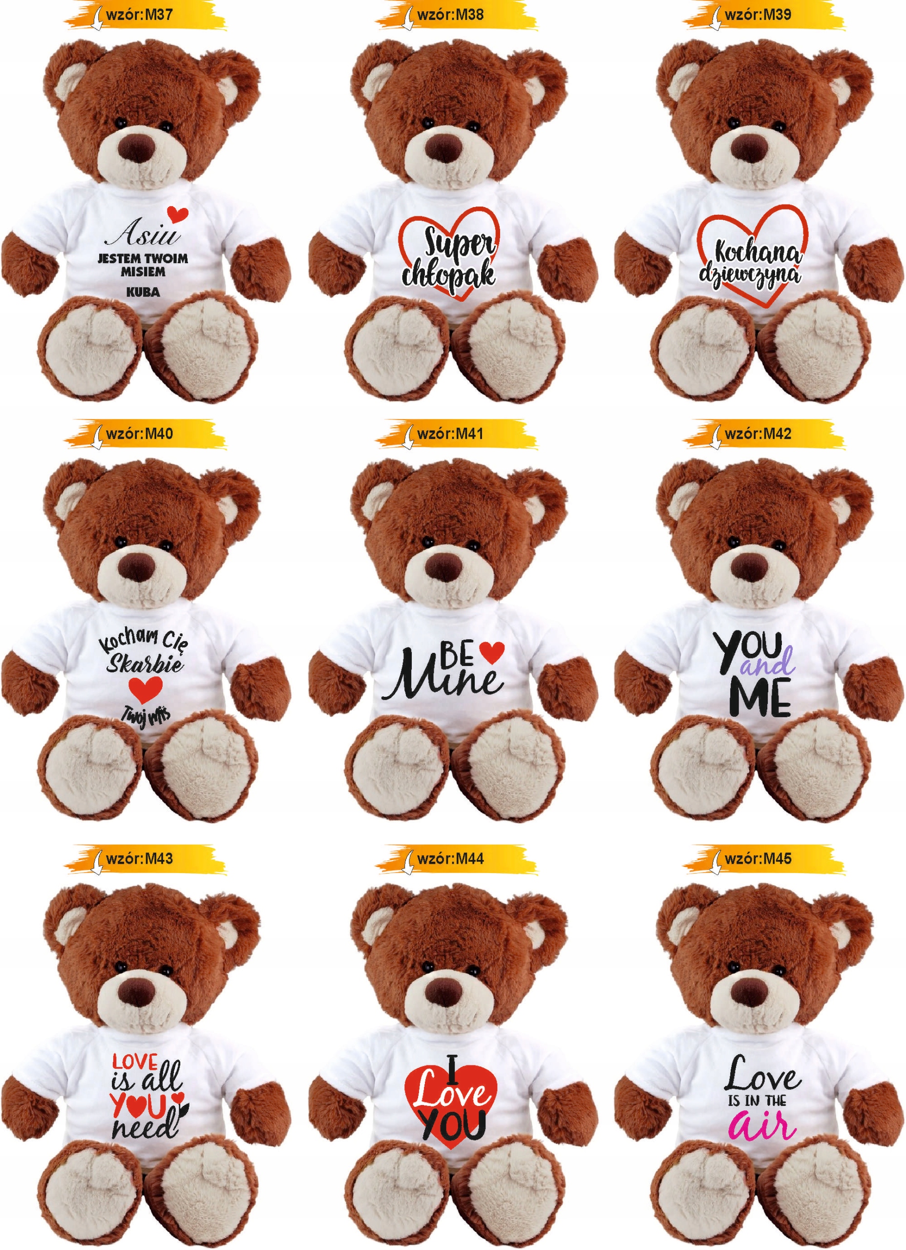 PLUSZOWY MIŚ brązowy z koszulką personalizacja PREZENT na WALENTYNKI HAFT