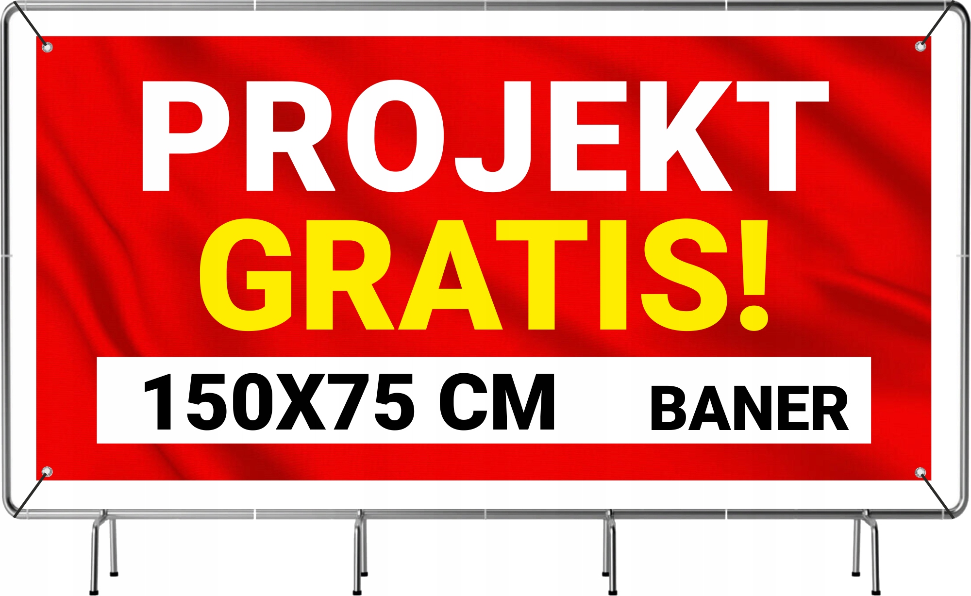 SOLIDNY BANER REKLAMOWY plandeka 150X75 cm LAKIER UV PROJEKT GRATIS