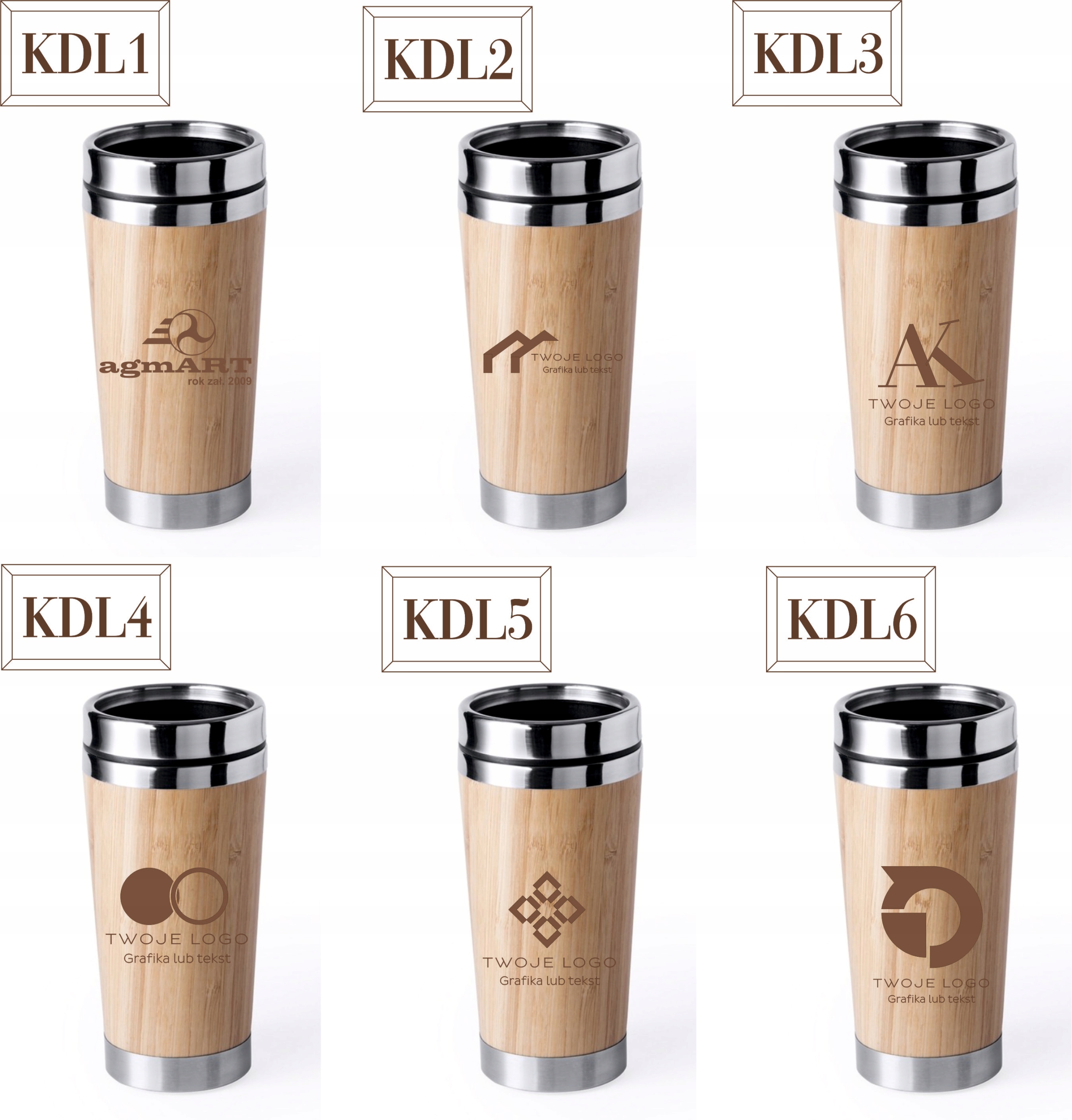 Kubek termiczny bambusowy z grawerem własnego logo DANYMI FIRMY