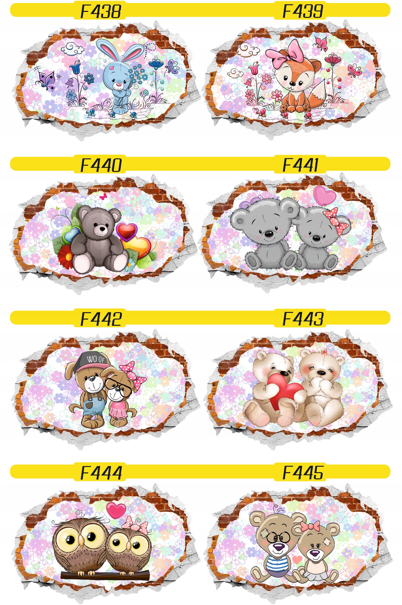 Naklejka samoprzylepna 3D misie pluszaki dziecięce