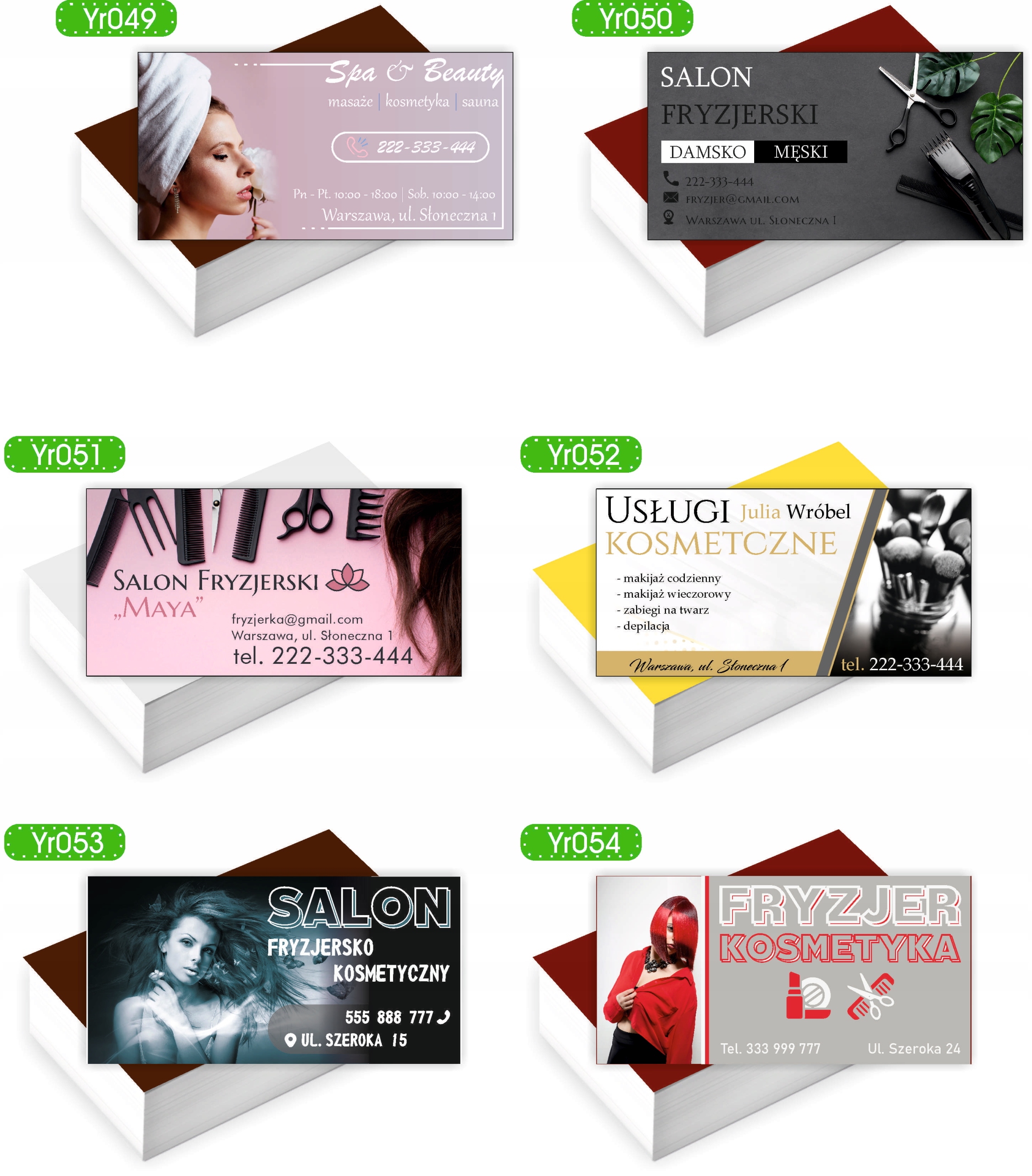 Wizytówki firmowe reklamowe 200szt SALON URODY duży wybór wzorów