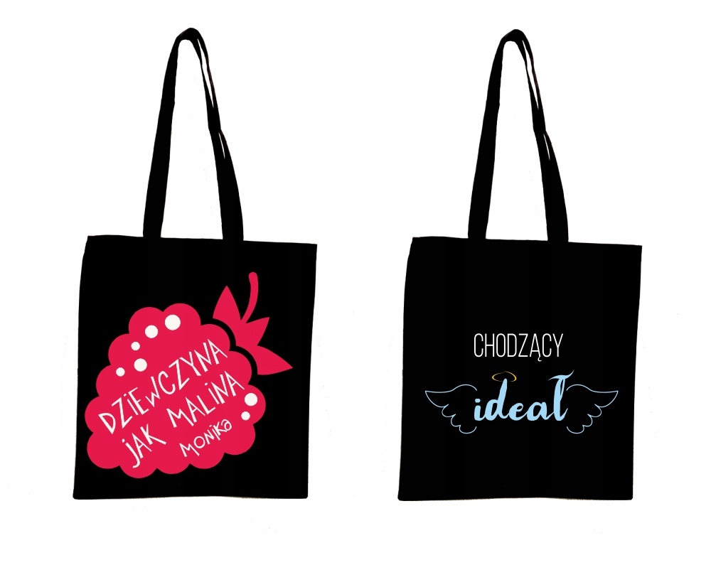 EKO TORBA czarna super nadruk Twój napis TANIO