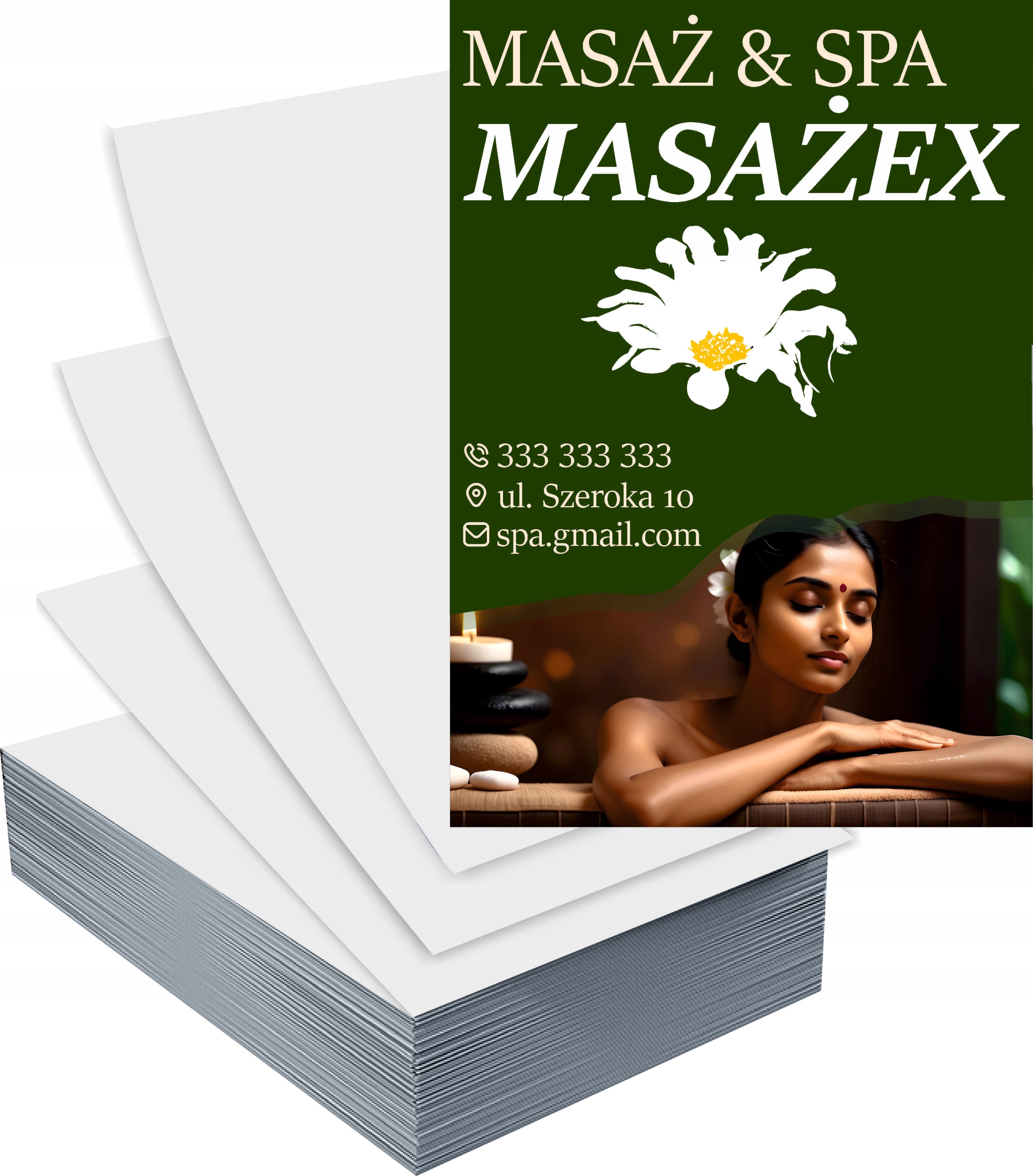 Ulotki A4 5000szt reklamowe firmowe MASAŻ SPA dużo wzorów gotowy projekt