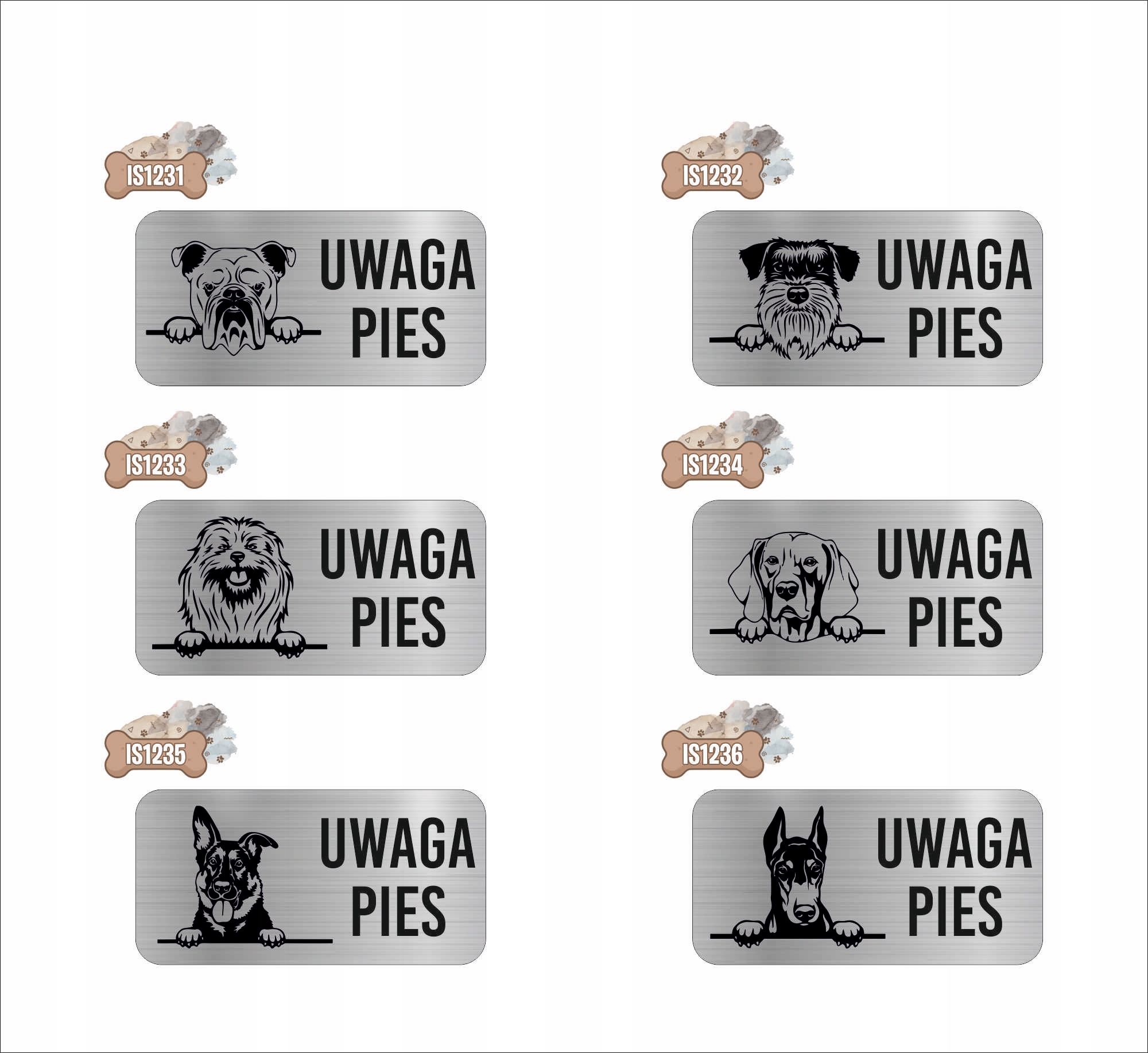 GRAWER Tabliczka nierdzewna 20x10 UWAGA PIES Terier irlandzki