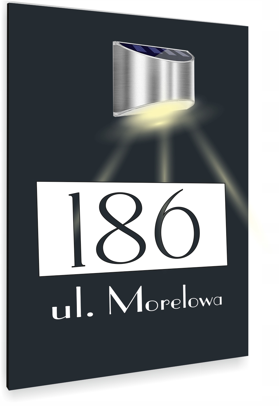 antracyt TABLICZKA lampka solarna ADRESOWA dibond dużo wzorów 30x20 cm