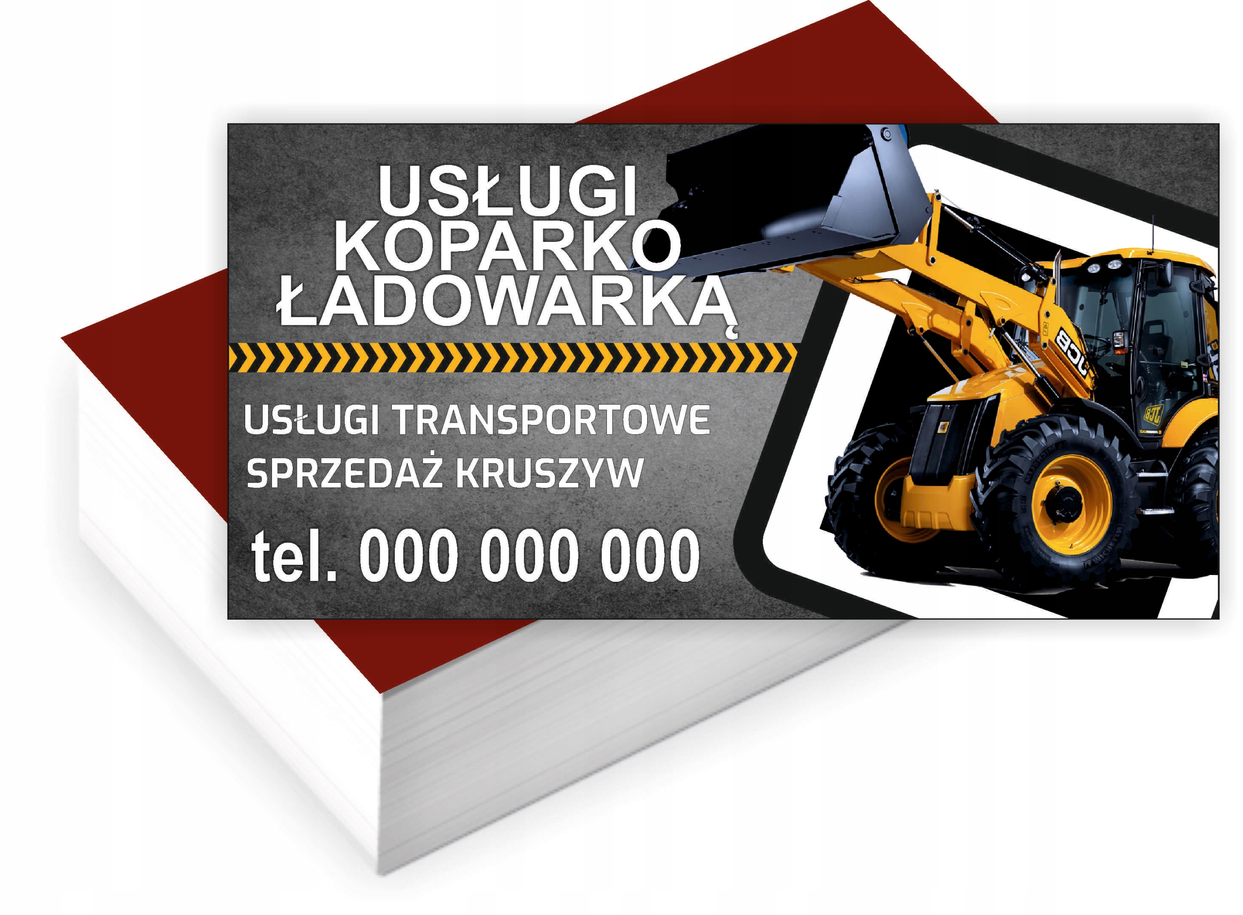 Wizytówki firmowe reklamowe 200 szt różne wzory USŁUGI KOPARKO ŁADOWARKĄ