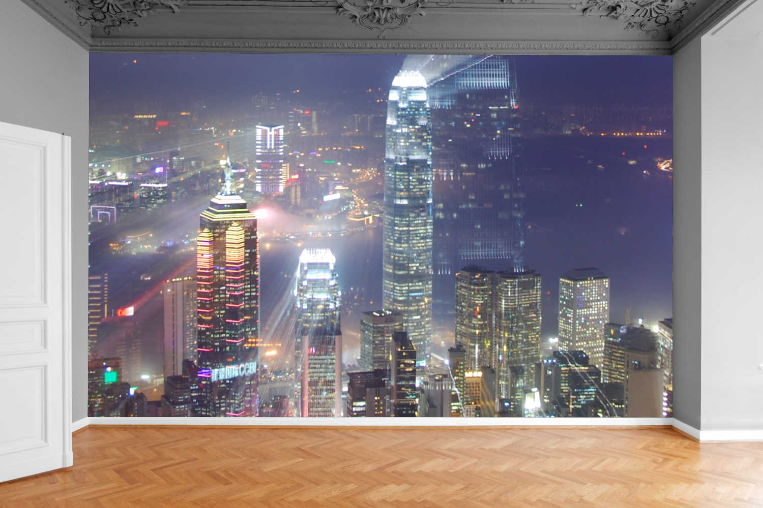 Fototapeta MIASTO NOCĄ WE MGLE do salonu 370x250