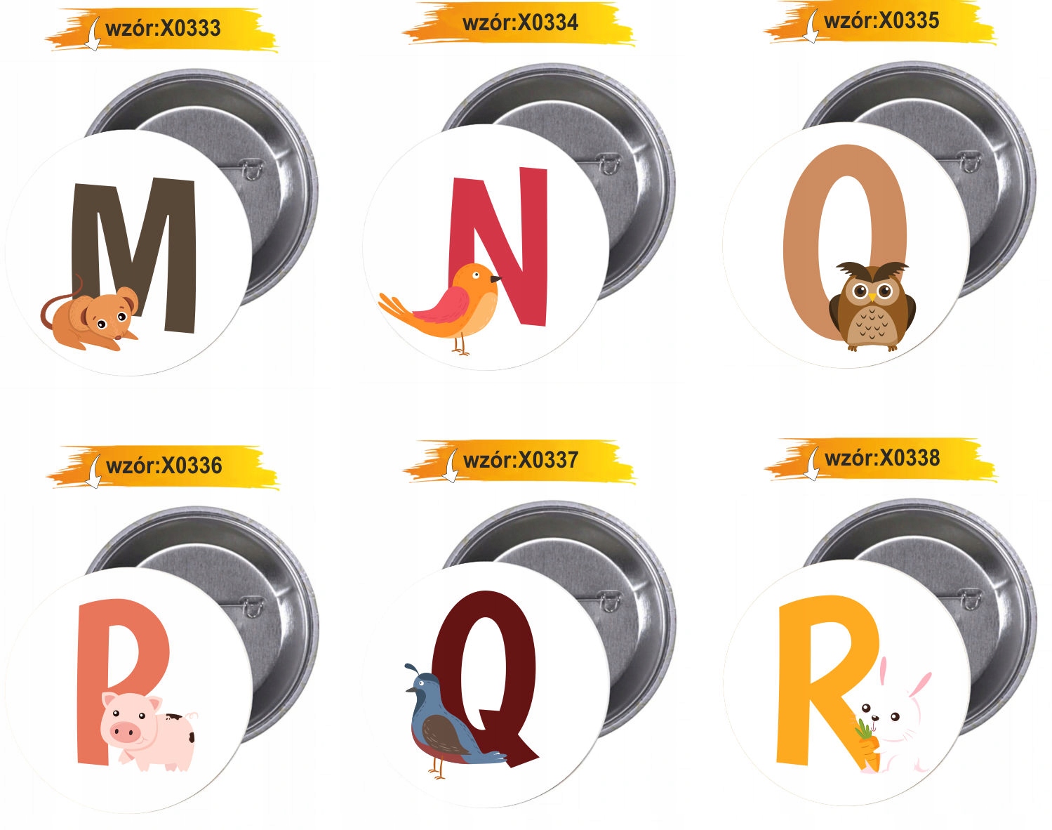 Przypinki buttony LITERKI DLA DZIECI - L