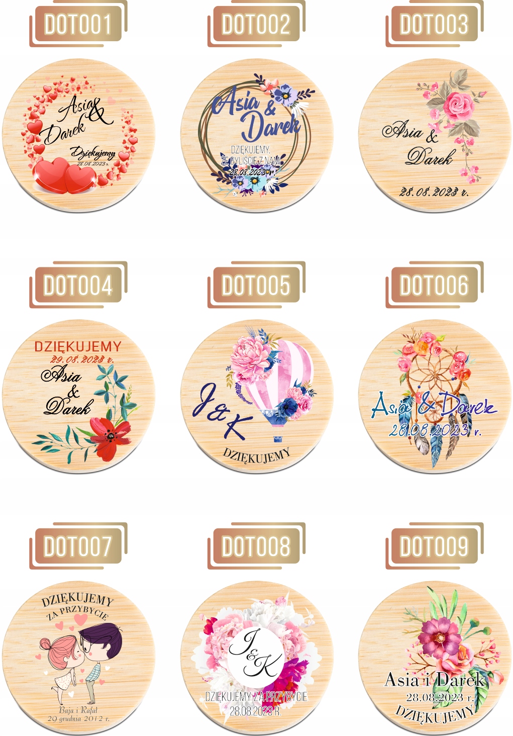 OTWIERACZ DREWNIANY magnes z waszym zdjęciem PODZIĘKOWANIE NA WESELE ŚLUB