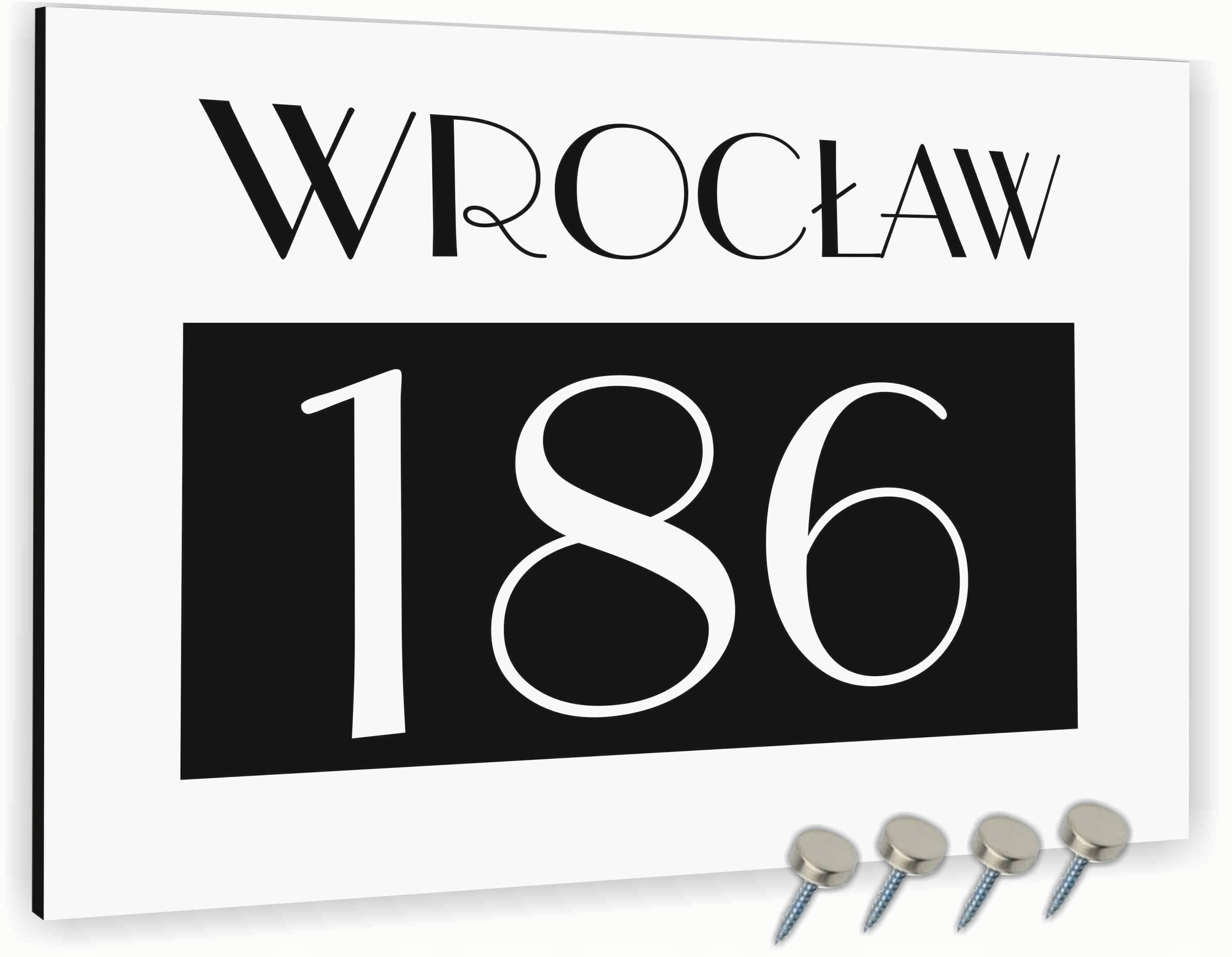 Tabliczka adresowa Nierdzewna Tablica adres działki Biała 20x15
