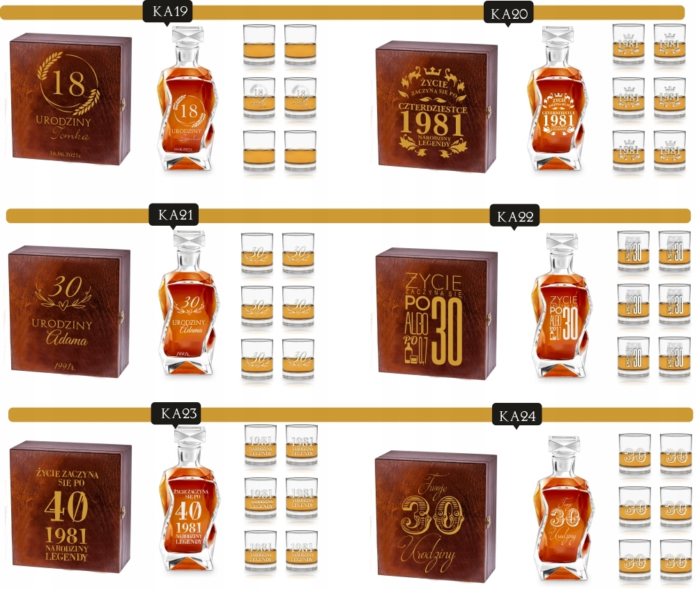 prezent SKRZYNKA KARAFKA SZKLANKI Z GRAWEREM