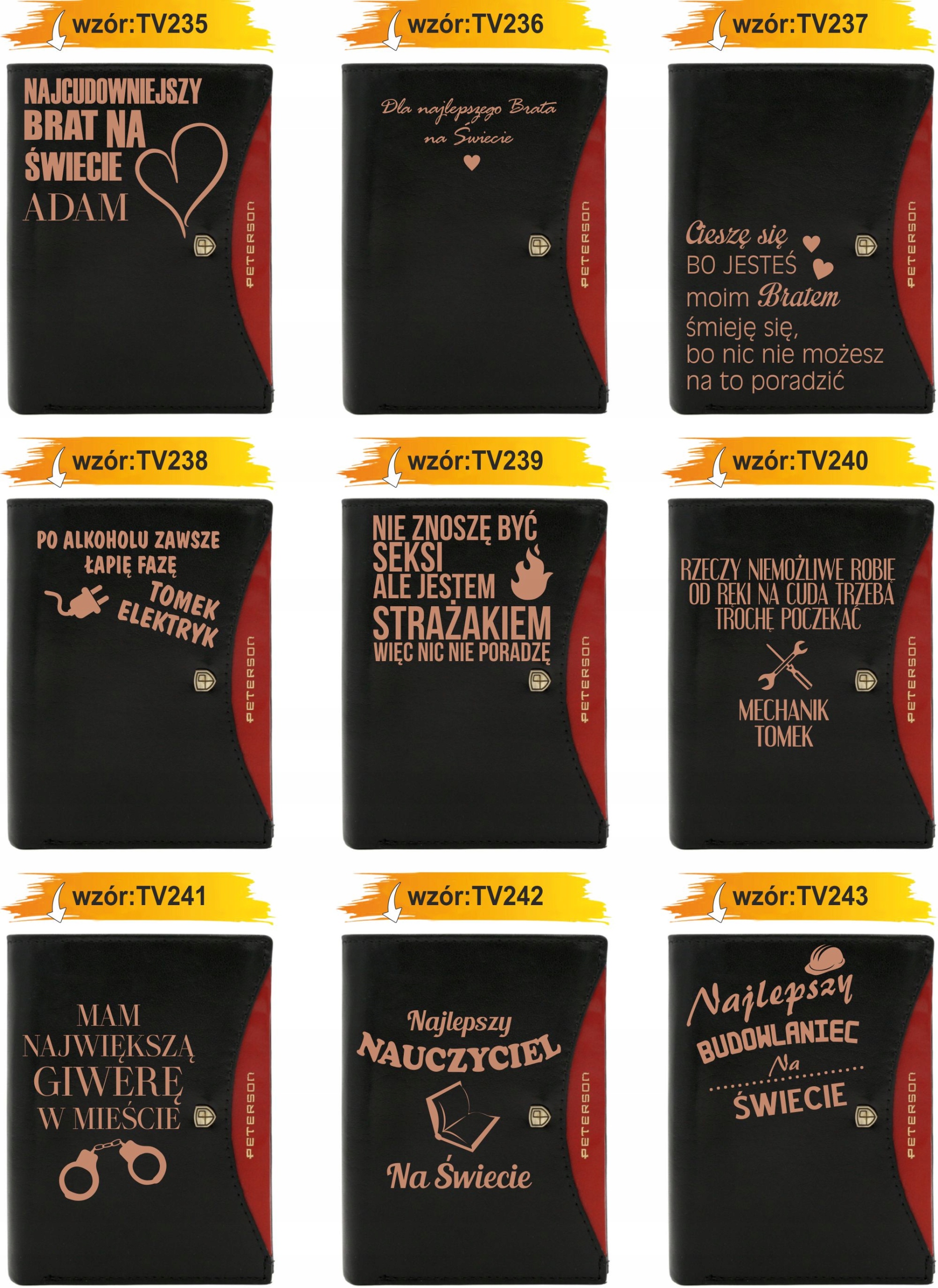 Portfel męski skórzany GRAWEROWANY prezent dla brata twój napis tekst