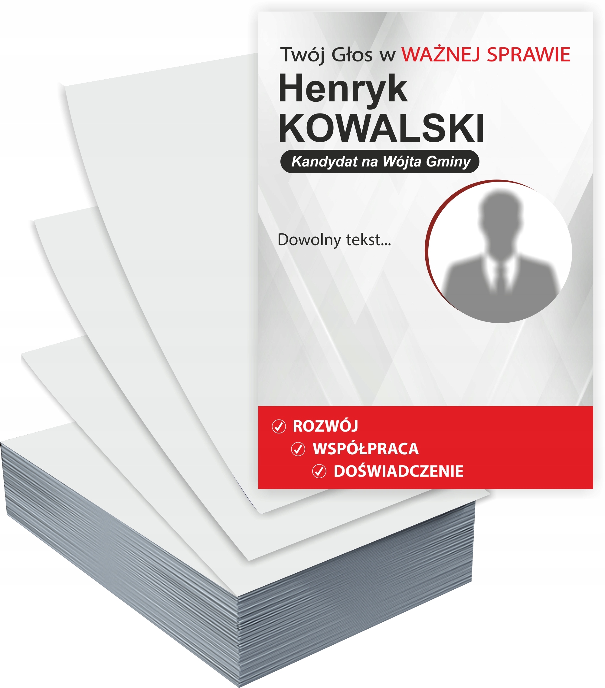Ulotki A4 wyborcze 5000 szt WYBORY na WÓJTA gminy + GOTOWY PROJEKT