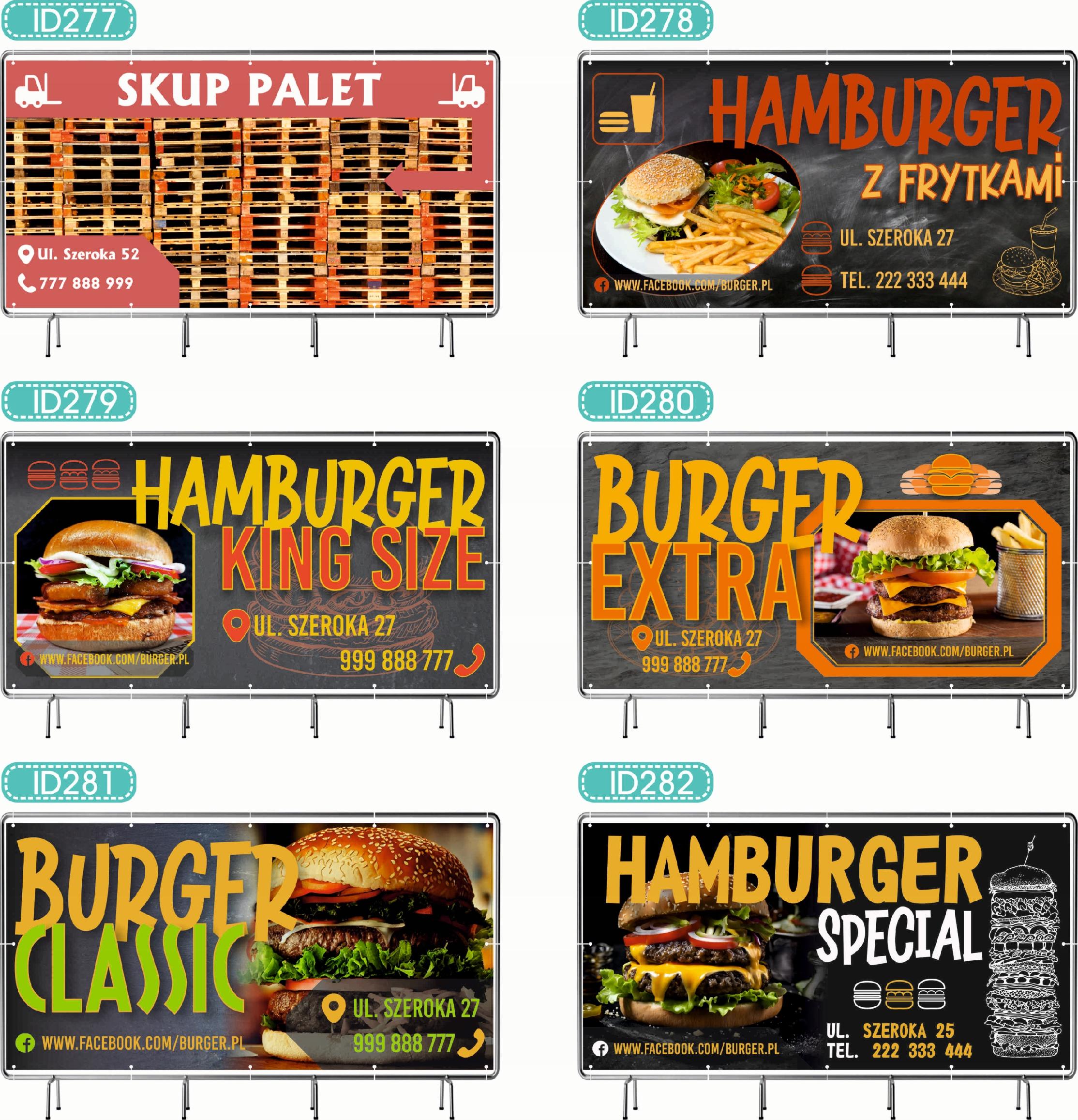 BANER REKLAMOWY oczkowany 100x50cm projekt w cenie HOT DOG FAST FOOD