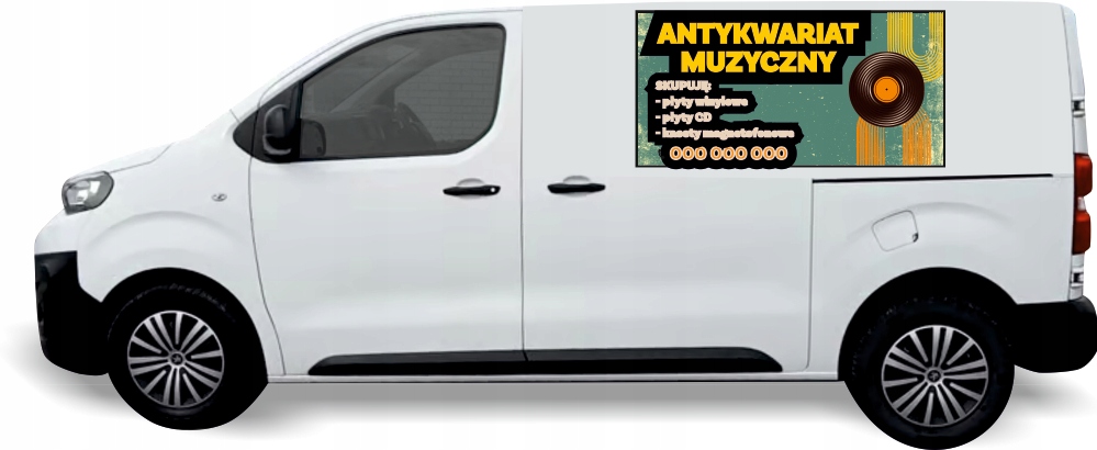 Reklama Naklejka na samochód 0,5 m2 ANTYKWARIAT MUZYCZNY