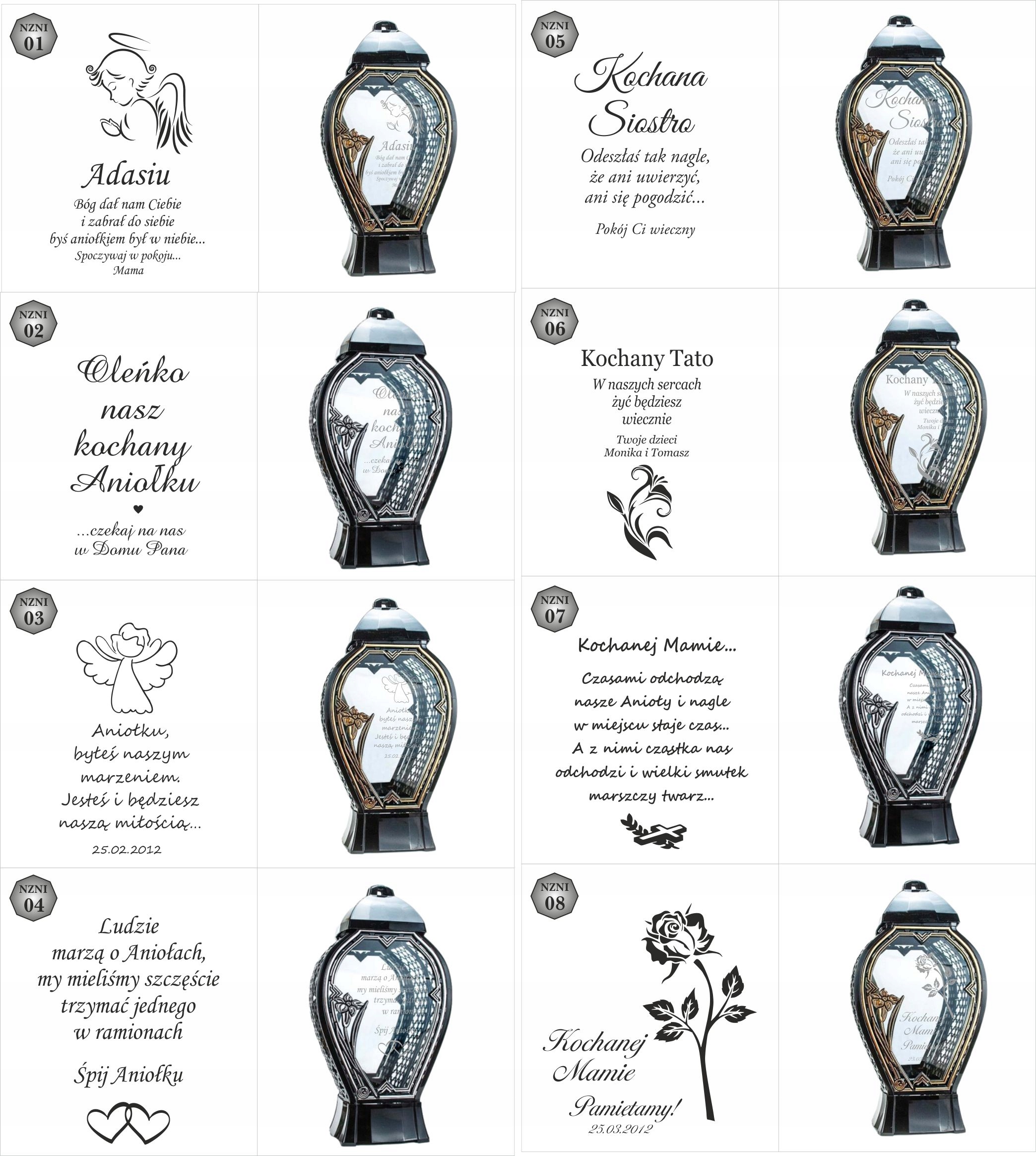 Latarenka nagrobna z imieniem i datą nowoczesny znicz wszystkich świętych