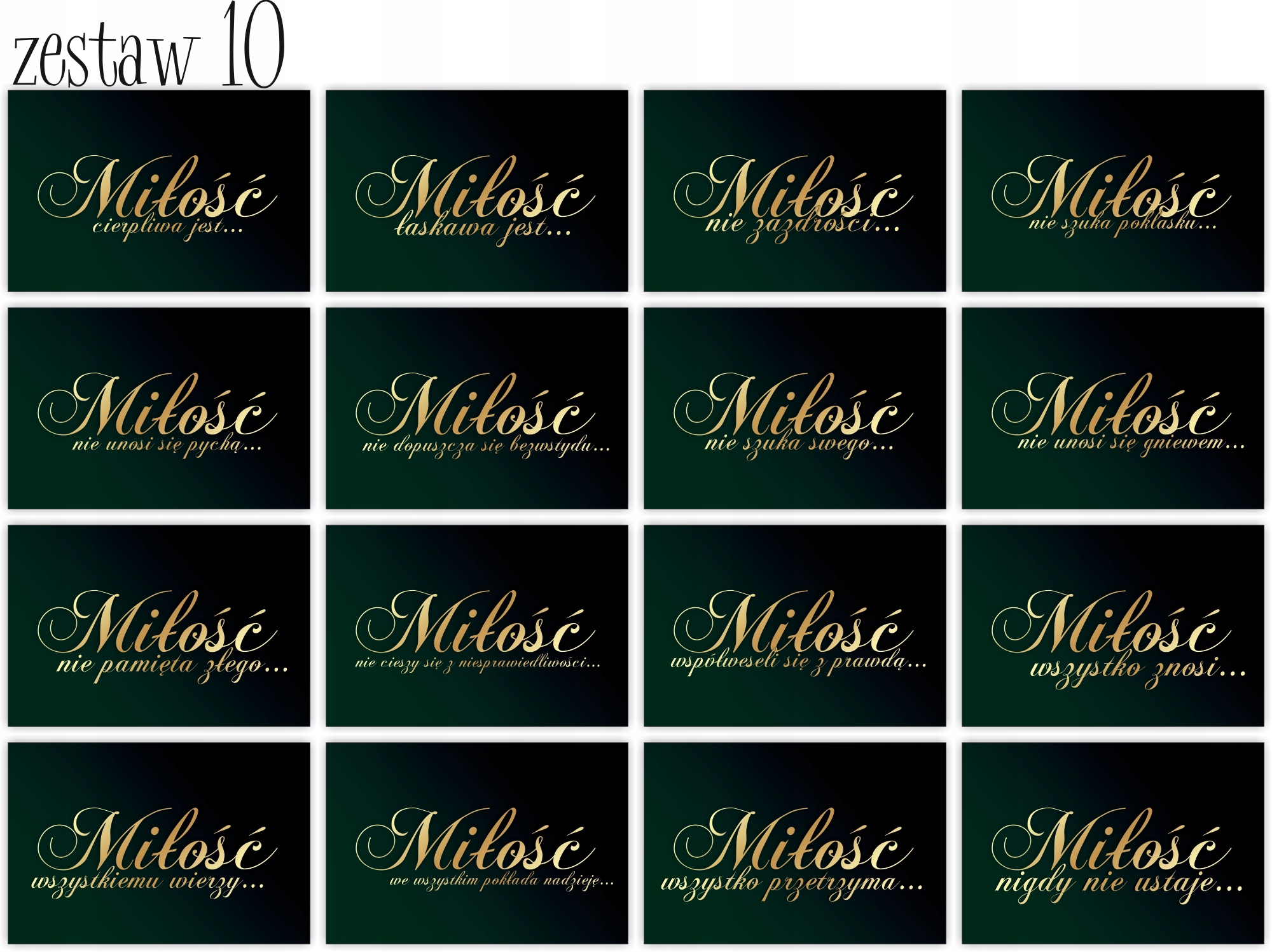 HYMN O MIŁOŚCI tabliczki 16 szt 20x30cm weselne