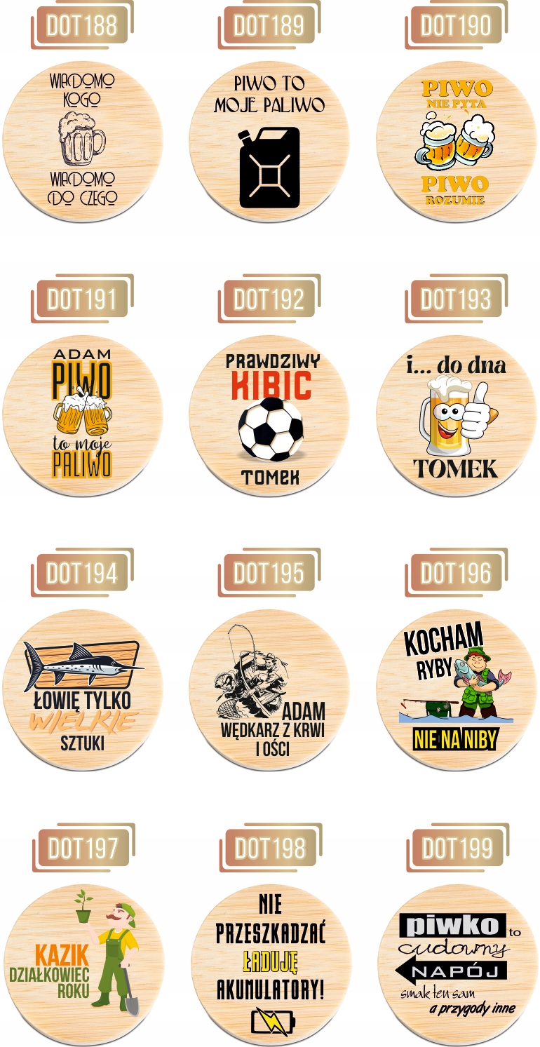 OTWIERACZ do piwa DREWNIANY personalizacja TWÓJ NAPIS WĘDKARZ Z KRWI I OŚCI