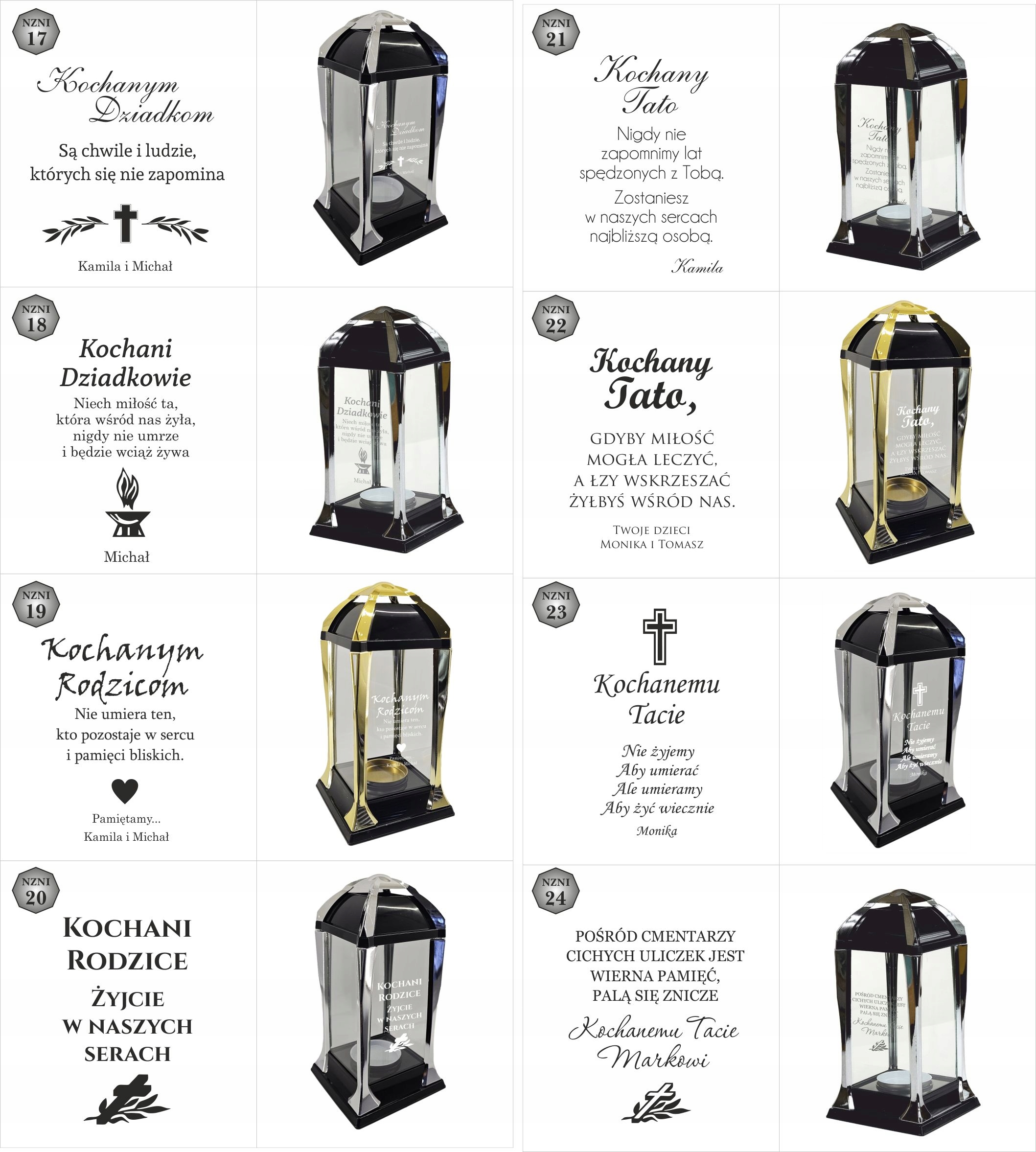 Znicz personalizowany świąteczny elegancka latarenka z grawerem