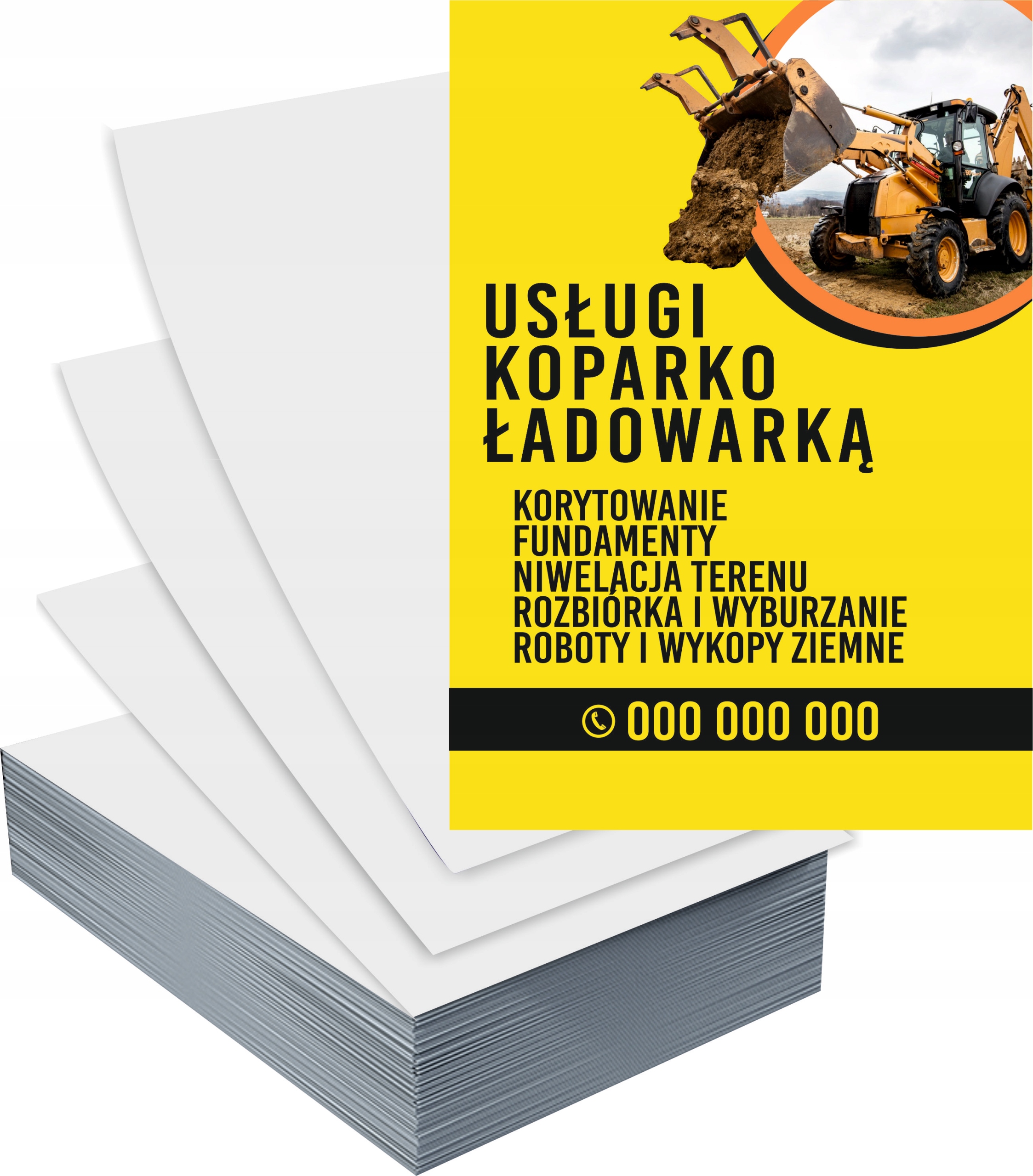 Ulotki A6 1000 szt firmowe + PROJEKT GRATIS USŁUGI KOPARKO ŁADOWARKĄ