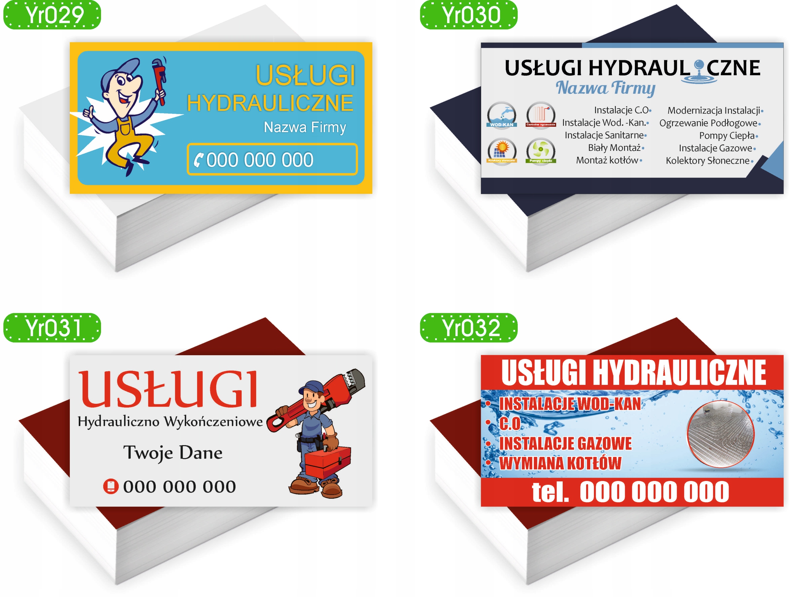 Wizytówki firmowe reklamowe 200szt dużo wzorów USŁUGI HYDRAULICZNE