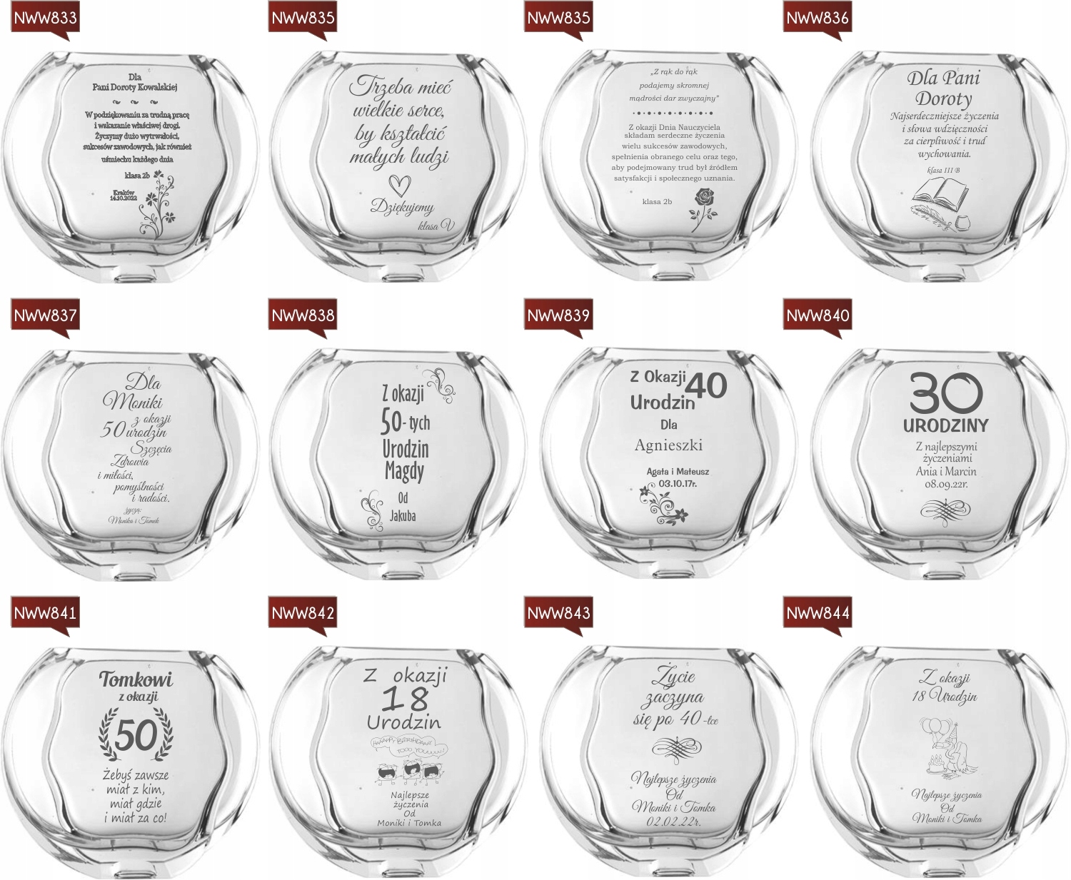 Wazon z grawerem PREZENT na urodziny 30 40 50 60