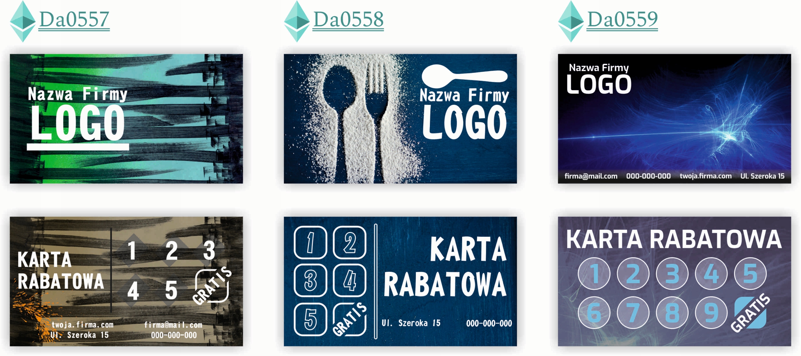 Karty stałego klienta RABATOWE 120 szt TWOJE LOGO nazwa firmy OCEANARIUM