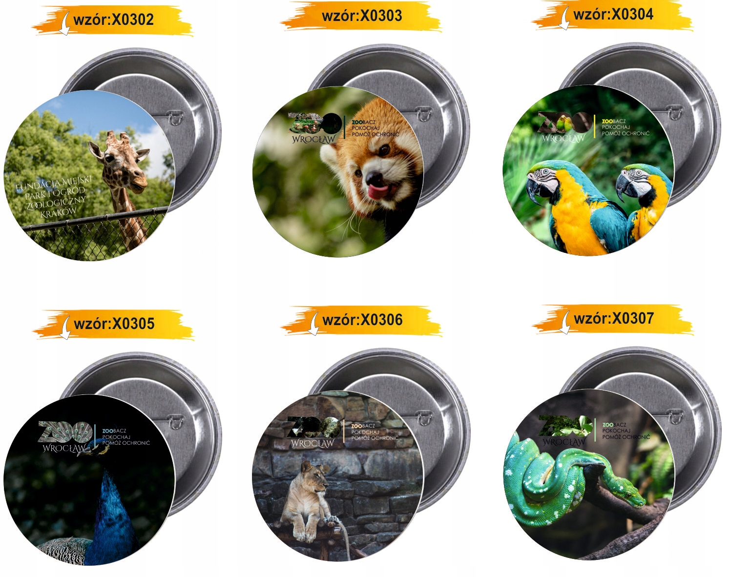 Przypinki buttony ZOO ZOOBACZ POMÓŻ OCHRONIĆ hit